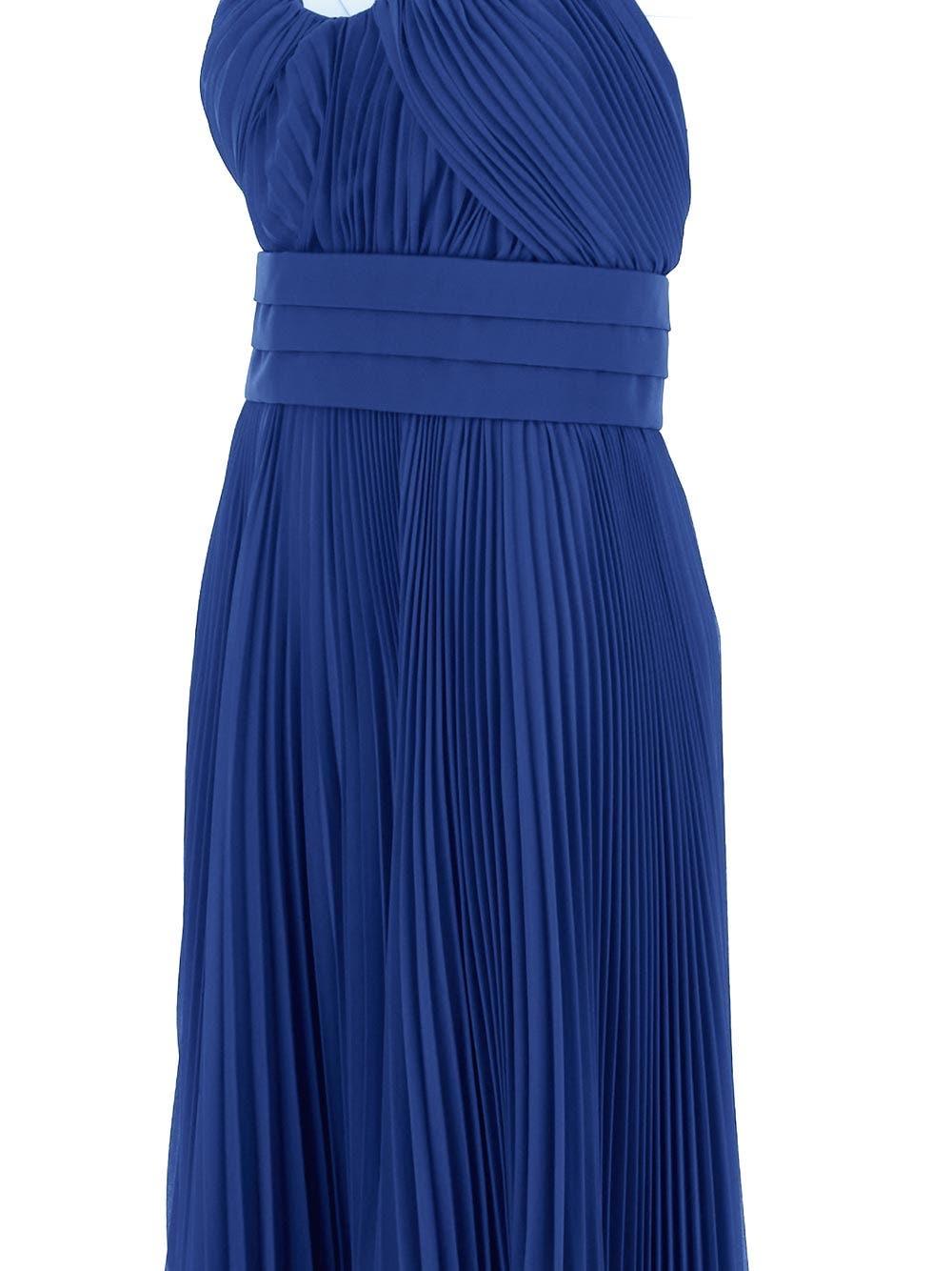 Shop Max Mara Plisse Midi Dress In Blue