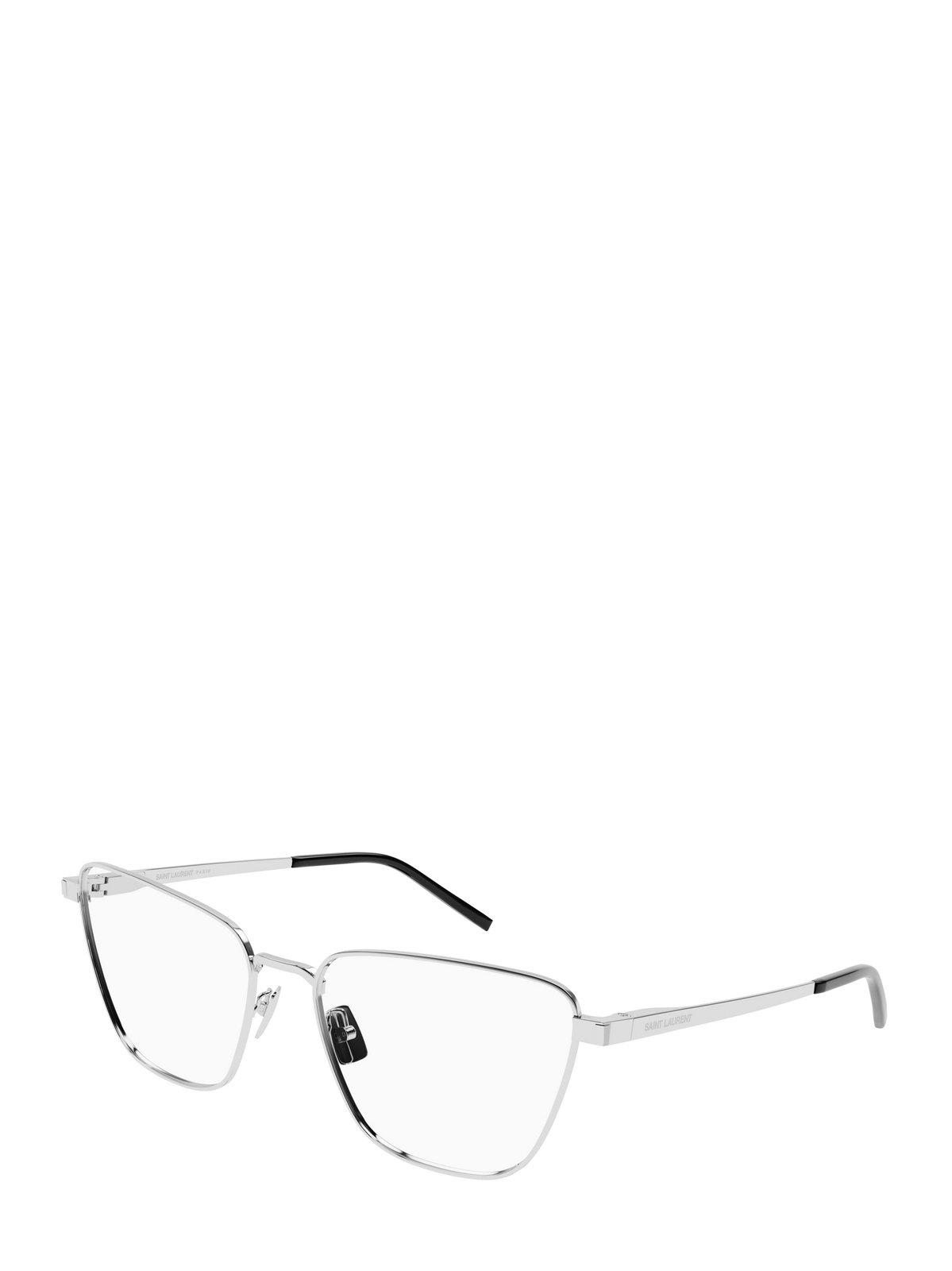 Saint Laurent Butterfly-frame Glasses In 002 Silver Silver Transpa