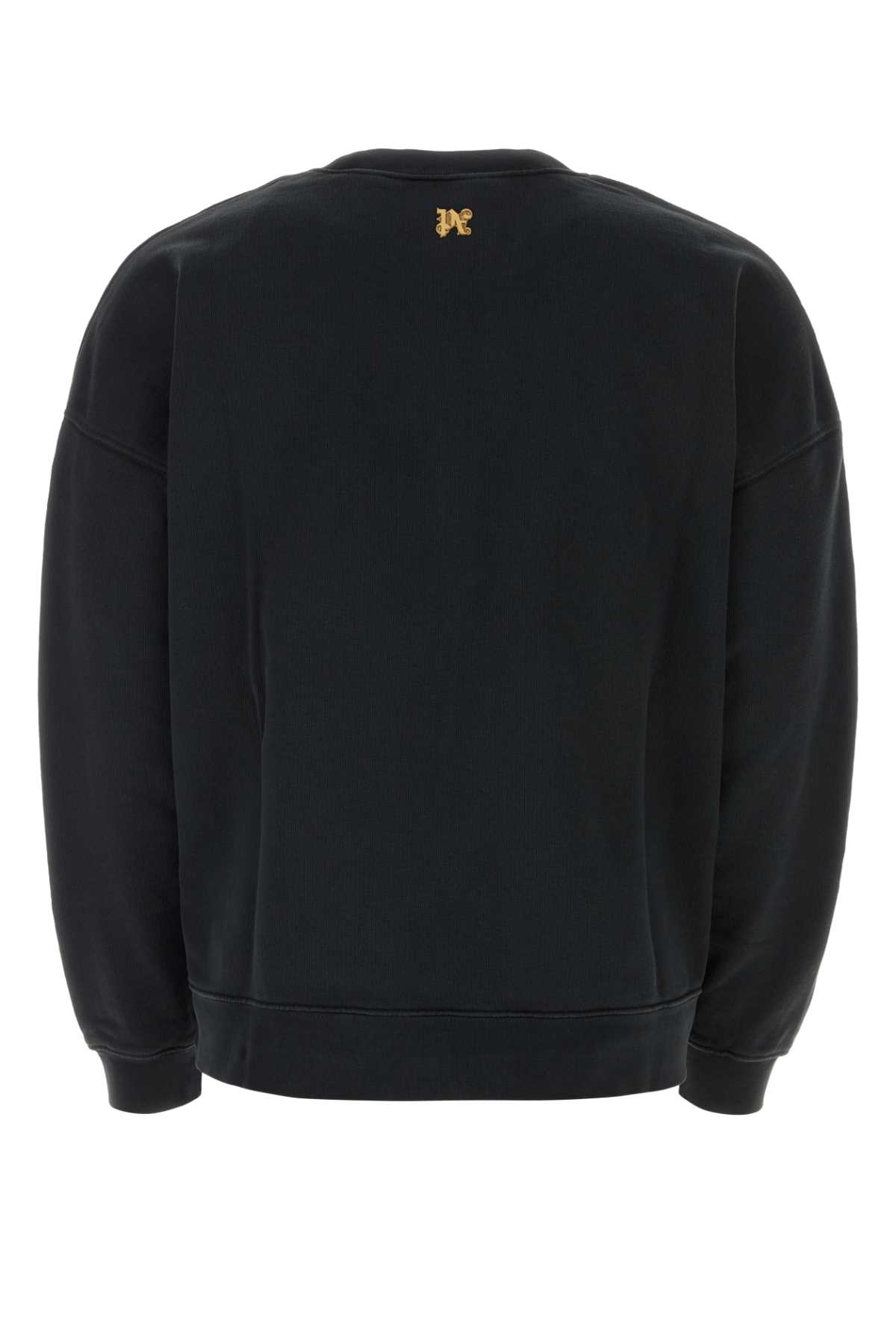 Palm Angels Black Cotton Oversize Sweatshirt In Blackgold