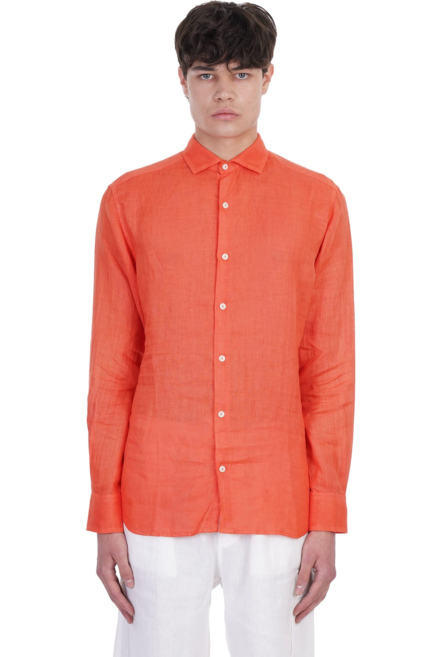 MC2 Saint Barth Shirt In Orange Linen