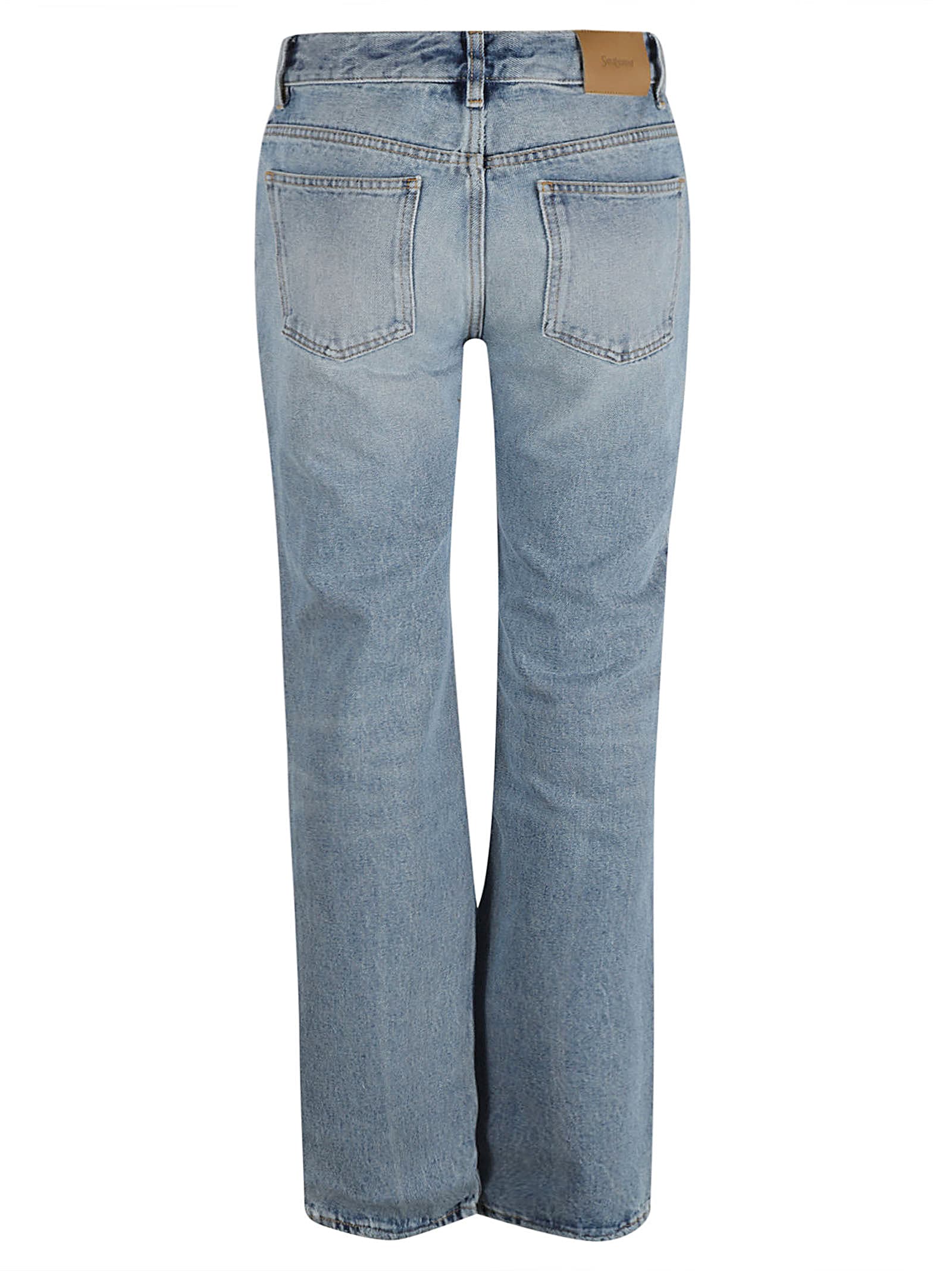 Shop Saint Laurent Buttoned Jeans In Sicily Blue