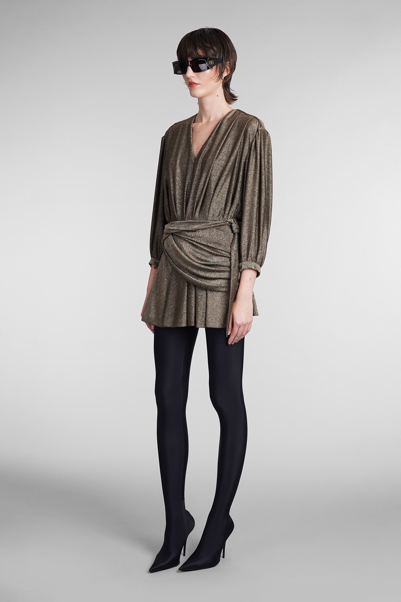Shop Balenciaga Dress In Gold Viscose