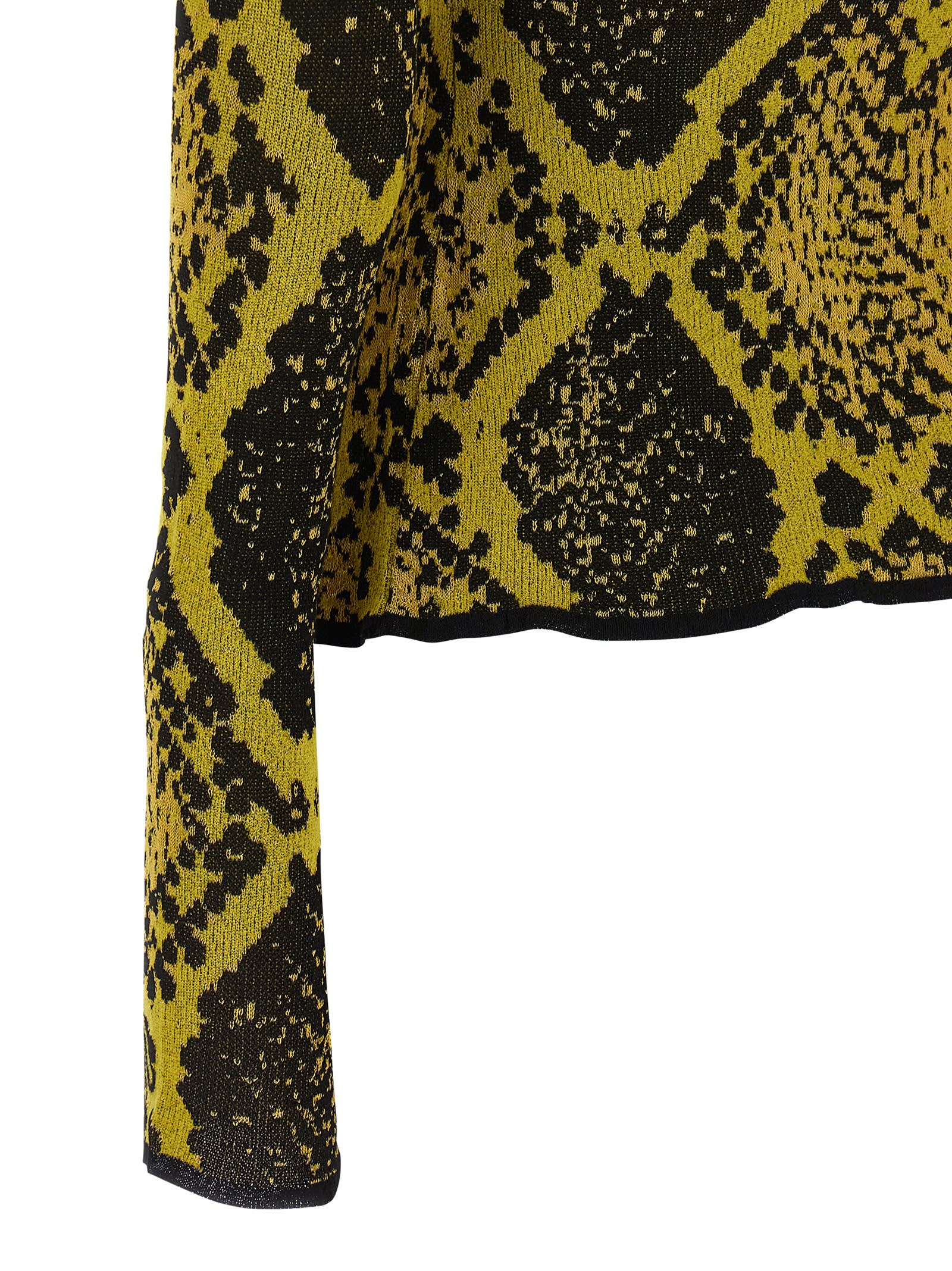 Attico Python Jacquard Cardigan Sweaters And Cardigans Yellow In Gold