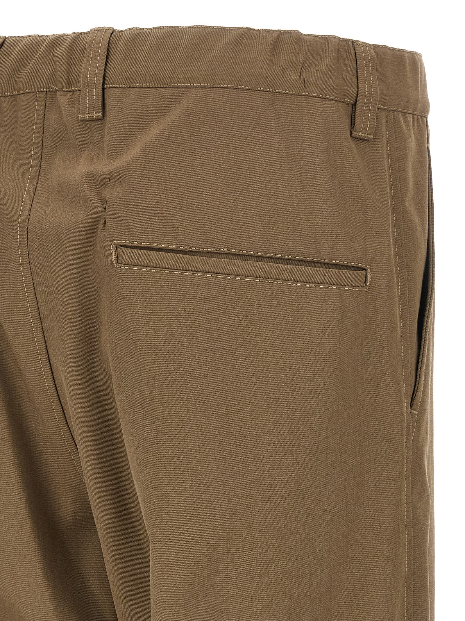 Miharayasuhiro Mix Layered Wool Gabardine Pants In Brown