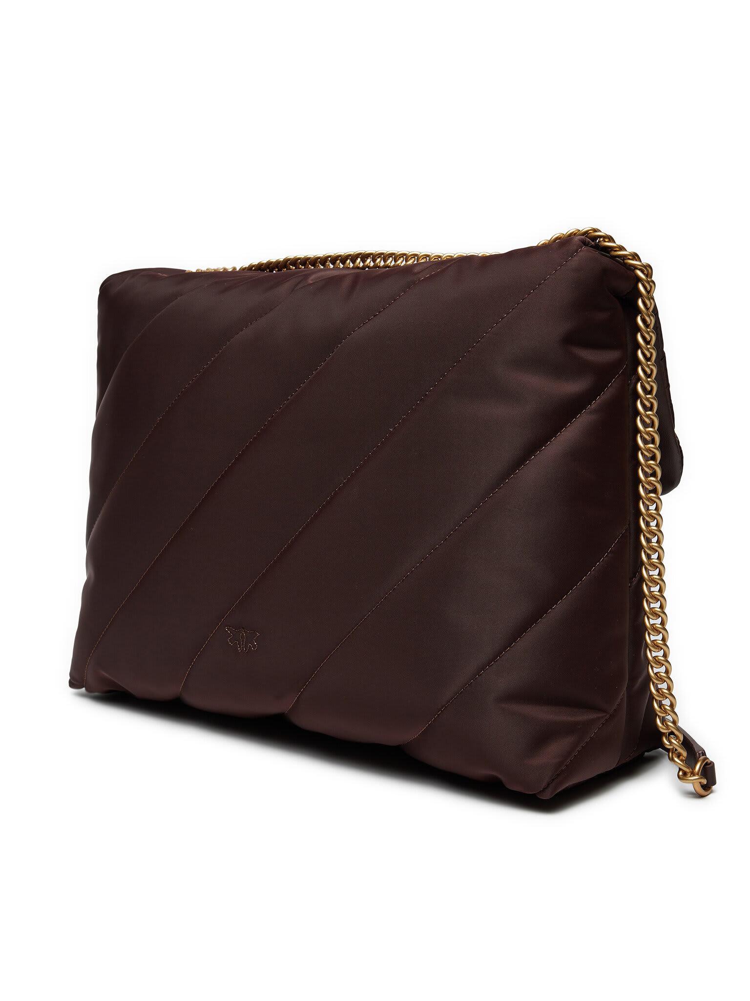 Shop Pinko Large Extra Love Bag Teflon Puff Bag In Cioccolato