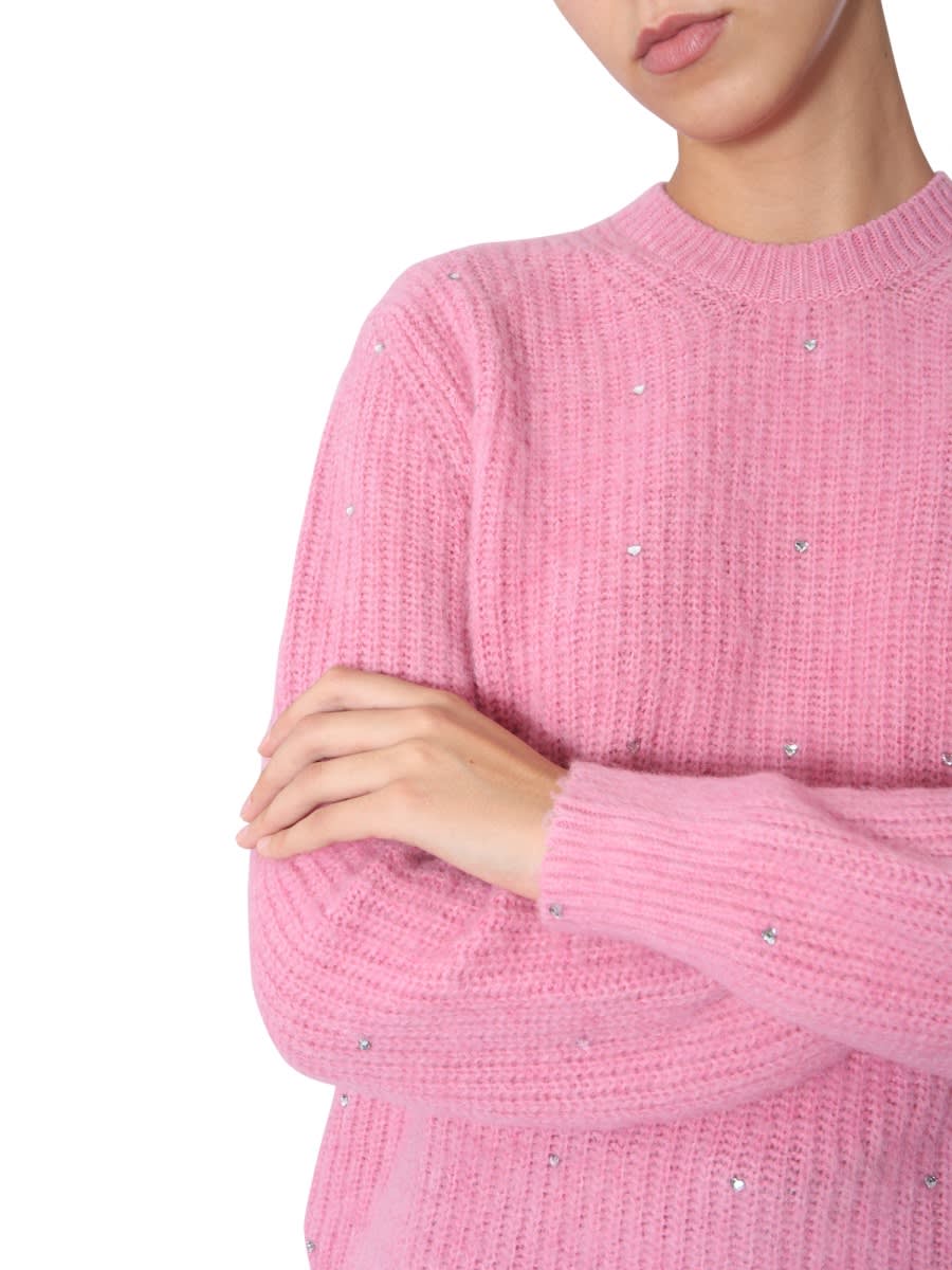 Shop Msgm Crew Neck Sweater In Pink