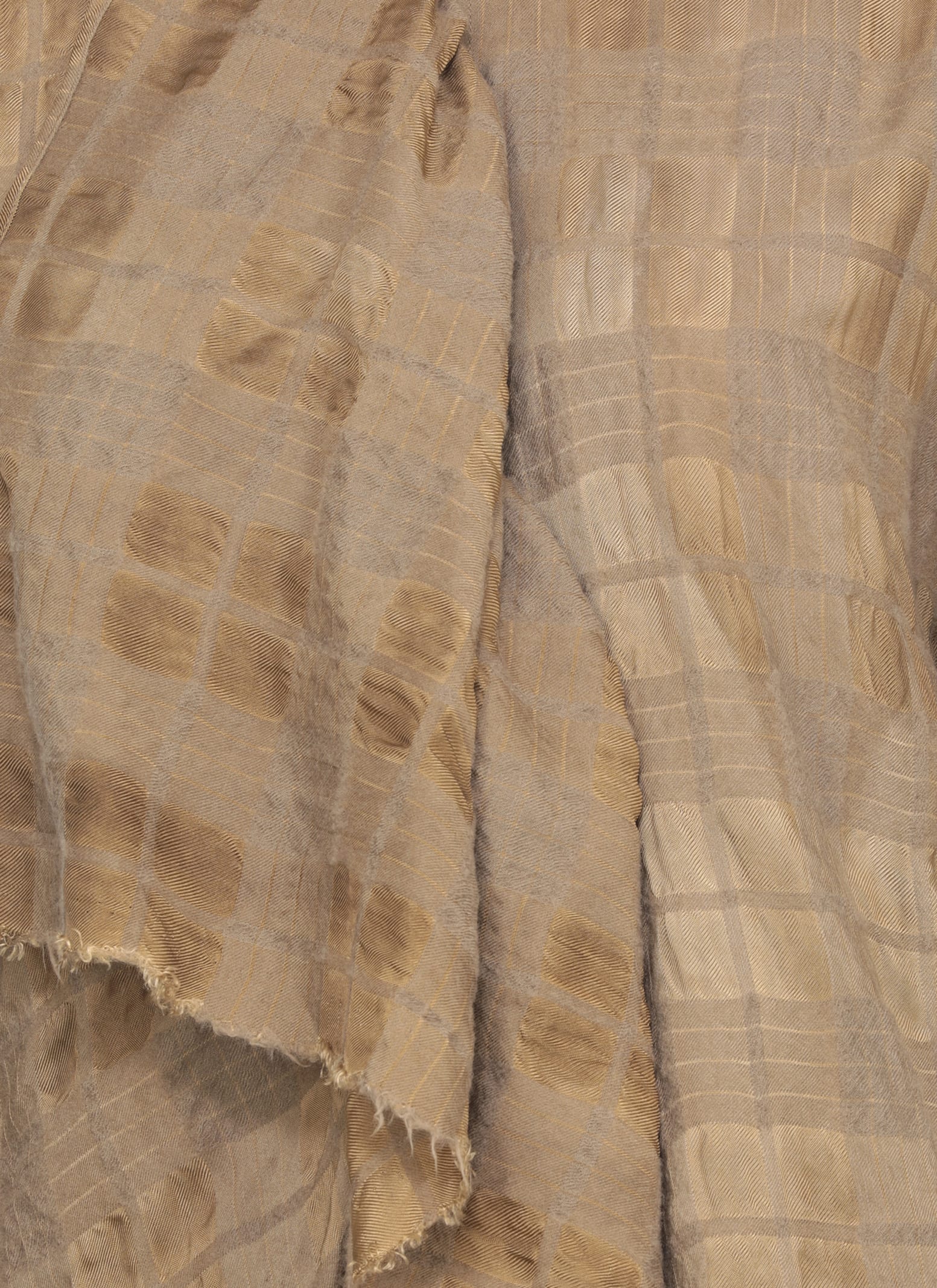 Uma Wang Draped Front Long Sleeve Wool Blend Top In Gold