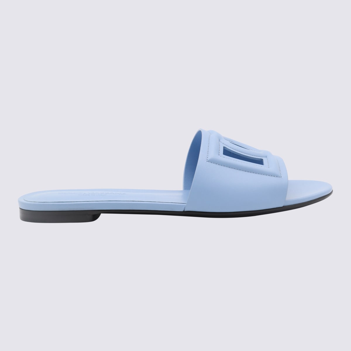 Shop Dolce & Gabbana Light Blue Leather Flats In Carta Da Zucchero