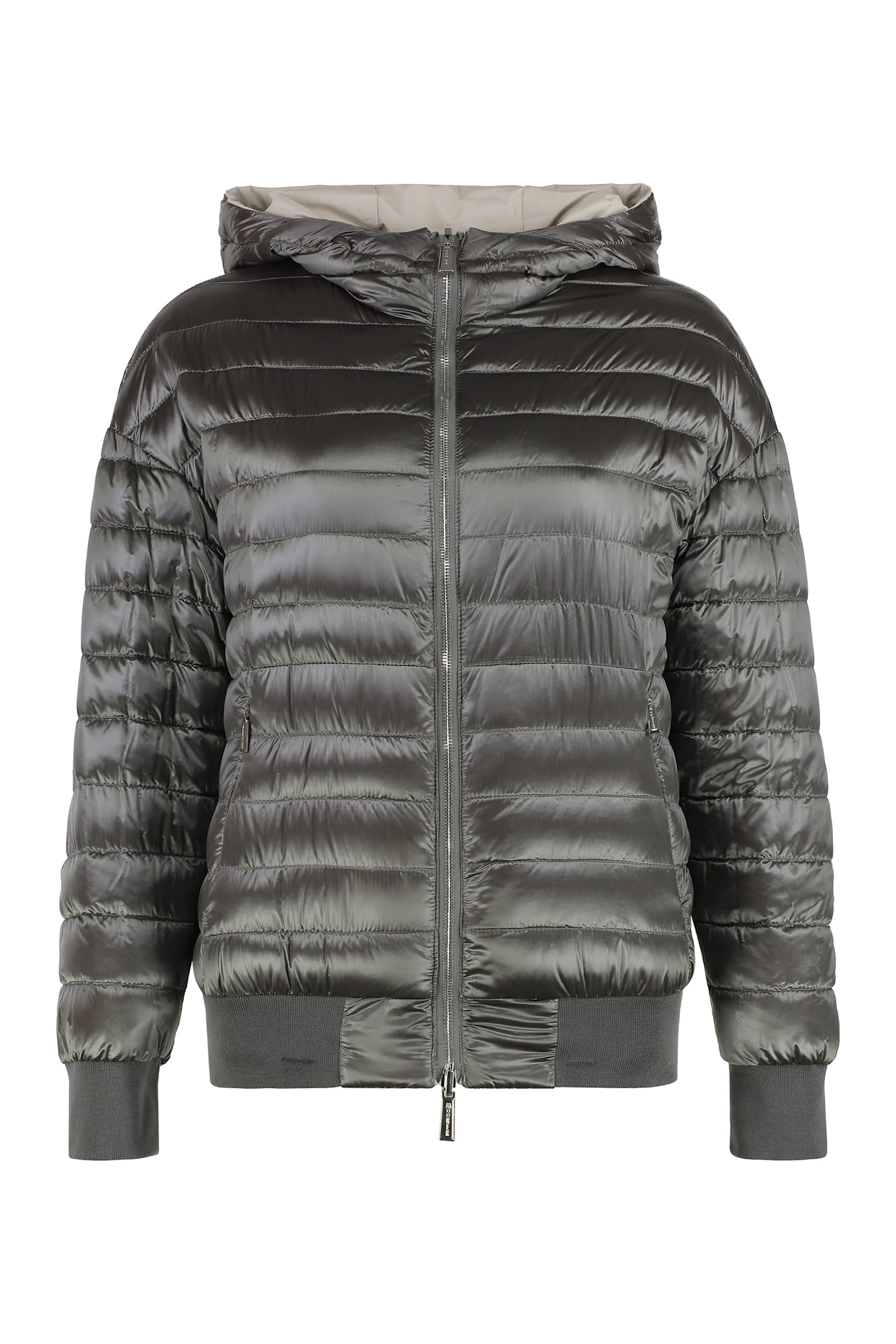 Shop Moorer Becka Hooded Bomber-style Down Jacket In Ivory