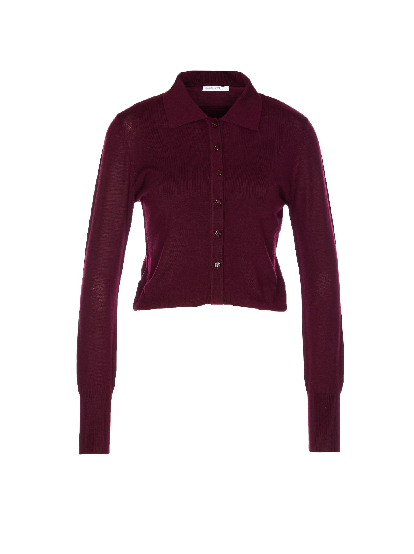 Patrizia Pepe Wool Sweater With Buttons And Internal Top In Burgundy
