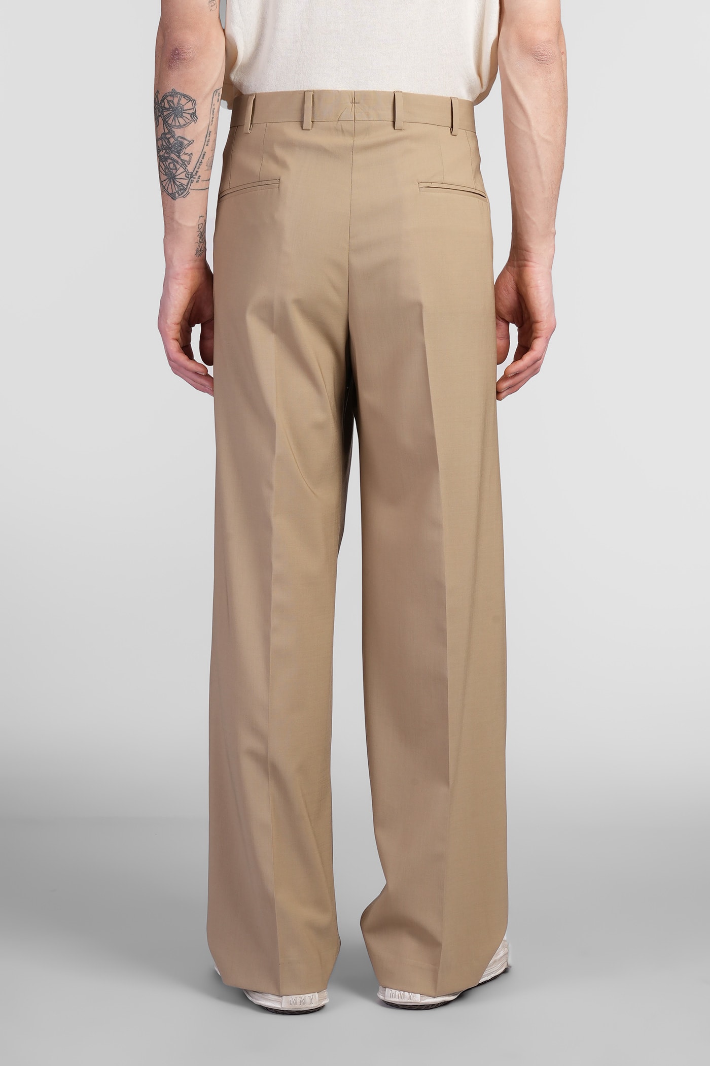 A Paper Kid Pants In Beige Wool In Beige
