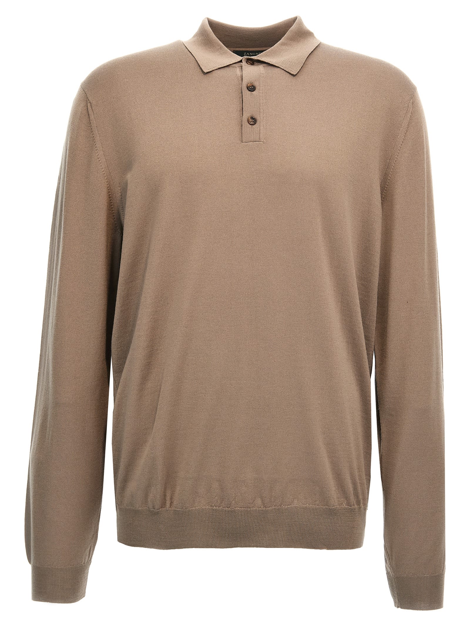 Shop Zanone Wool Polo Shirt In Beige