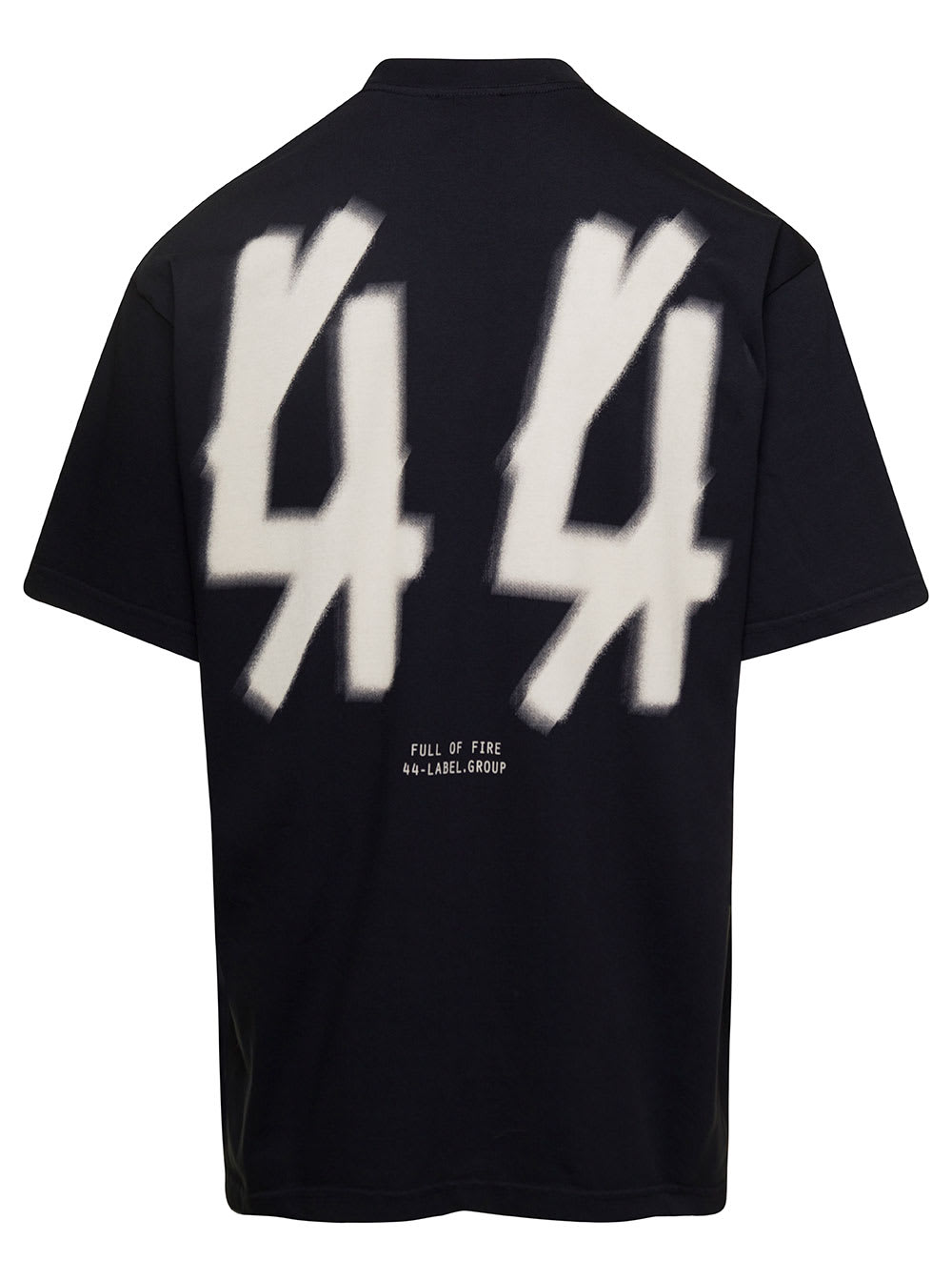 Shop 44 Label Group Black T-shirt With Logo Printed On Front And Back In Cotton Man