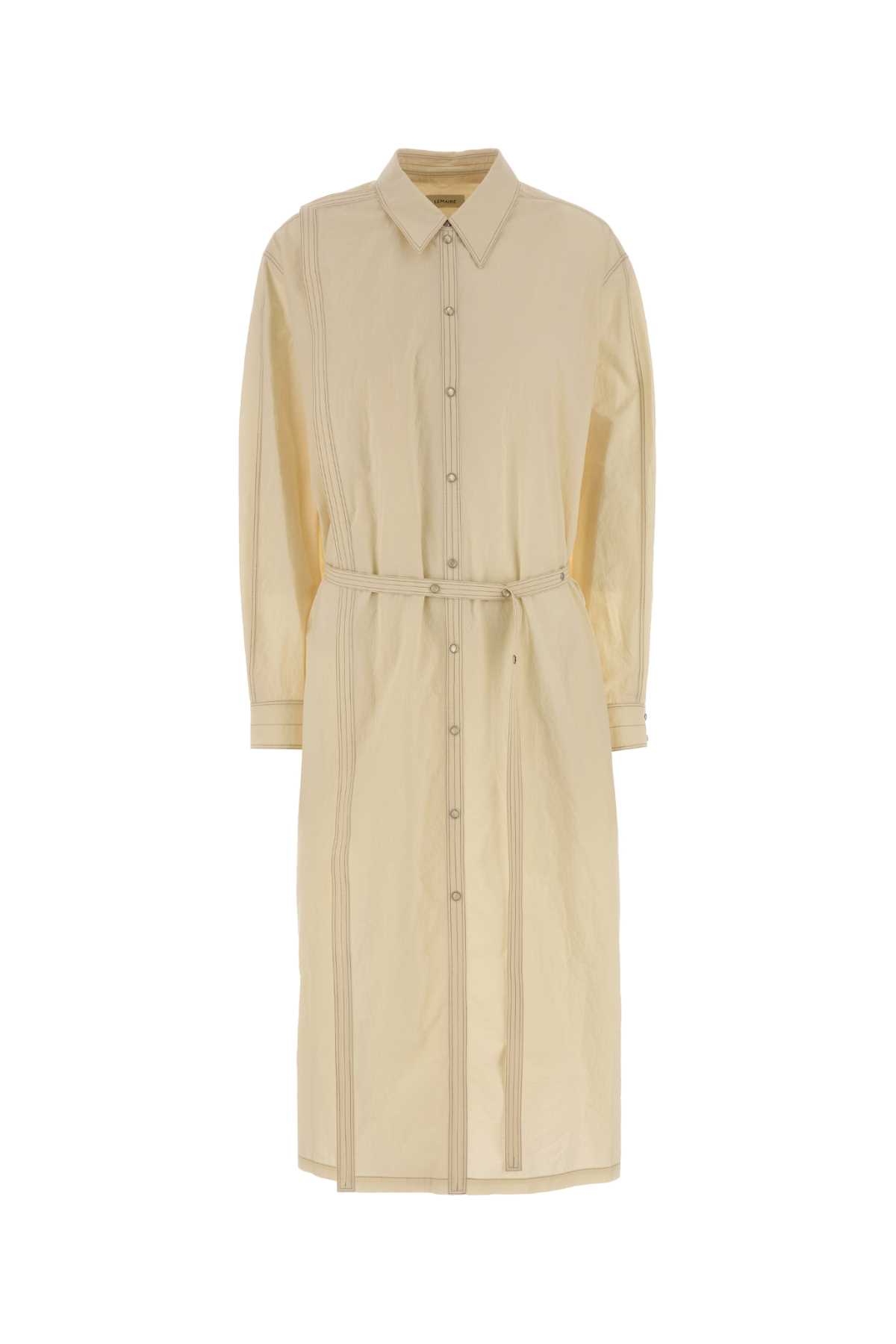 Lemaire Cream Cotton Shirt Dress In Yellow