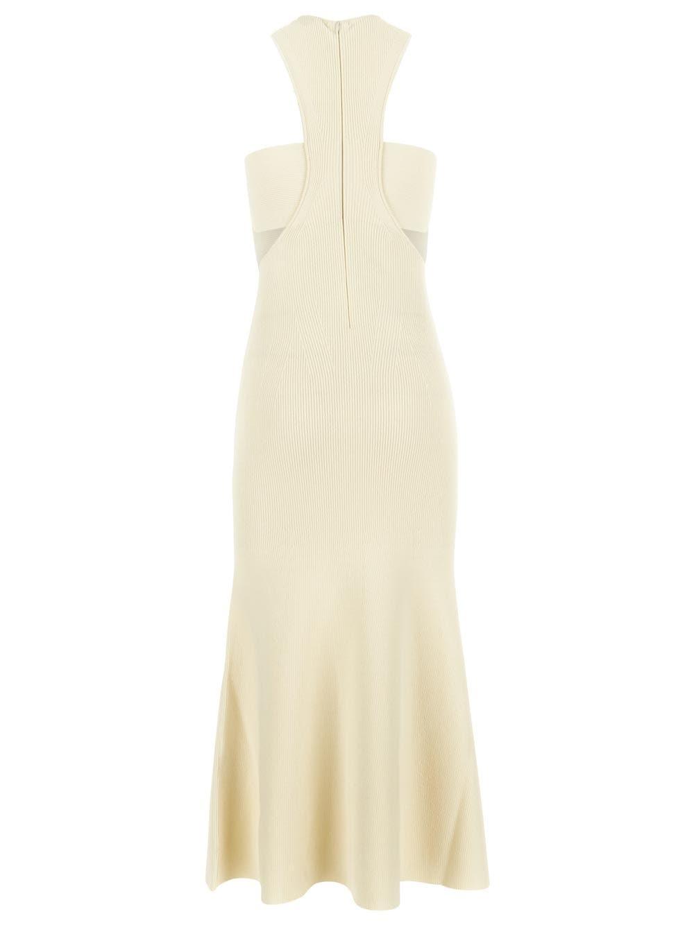 Shop Alexander Mcqueen Ribbed Knit Dress In Ivory