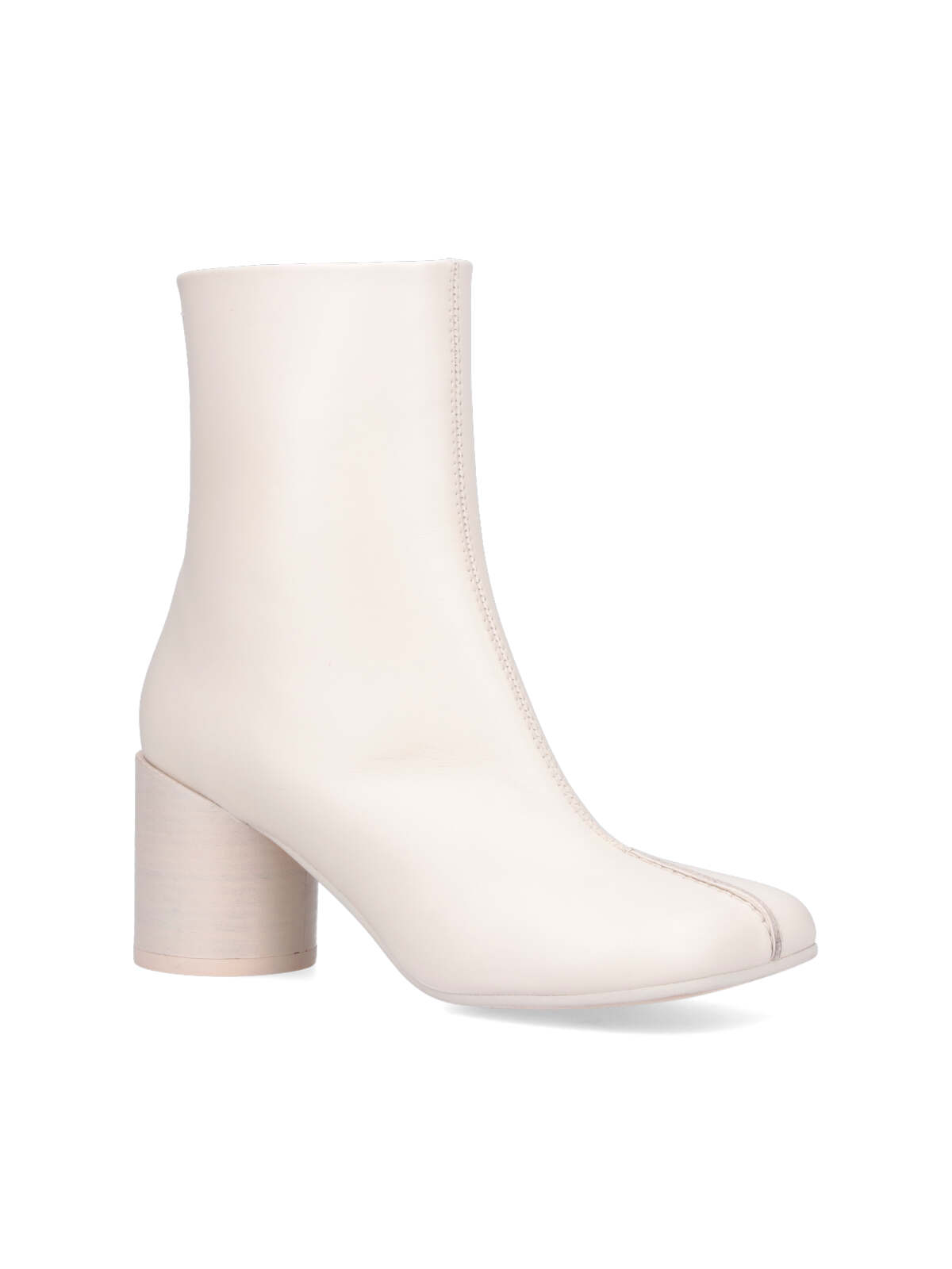 Shop Mm6 Maison Margiela Stitch-out Leather Ankle Boots In White