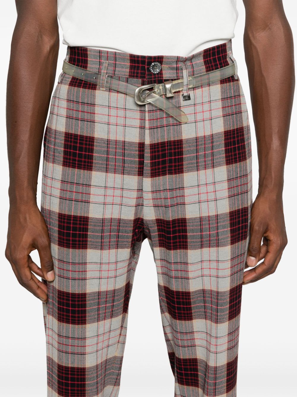 Vivienne Westwood Straight Checkered Slim Cut Trousers In Red