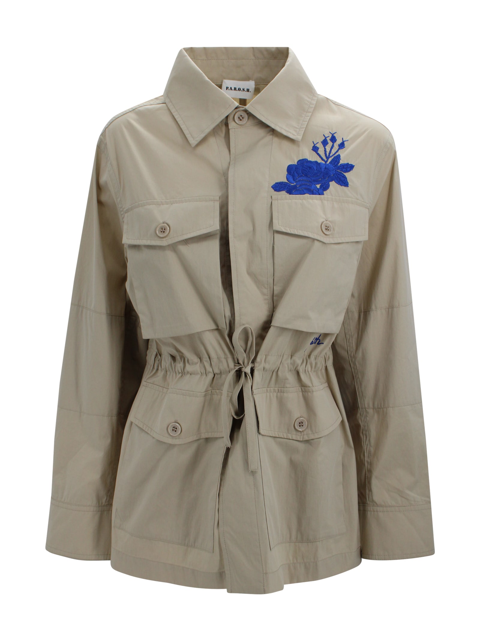 P.a.r.o.s.h Embroidered Safari Jacket In Sand