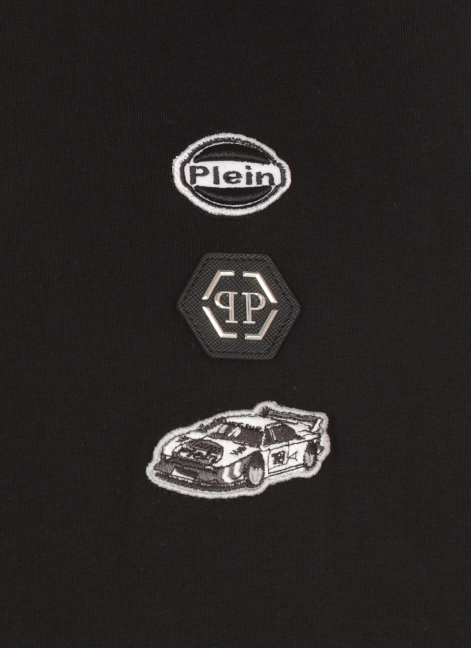 Philipp Plein Cars Racing Jersey T-shirt Round Neck In Black