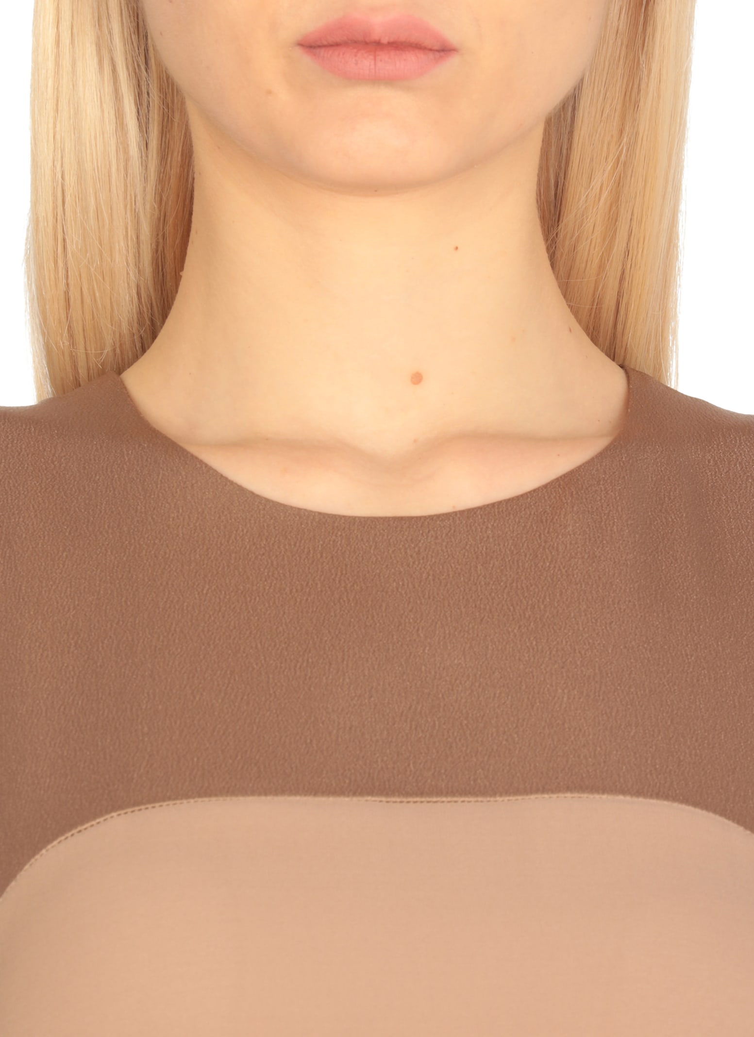 Antonelli Round-neck Sleeveless Dress In Brown