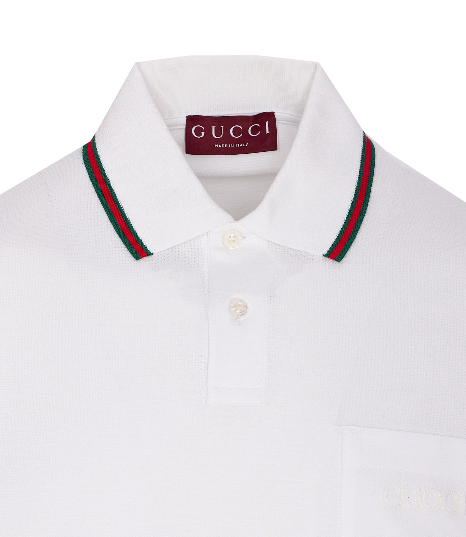 Gucci Web Stripe Cotton-blend Pique Polo Shirt In White