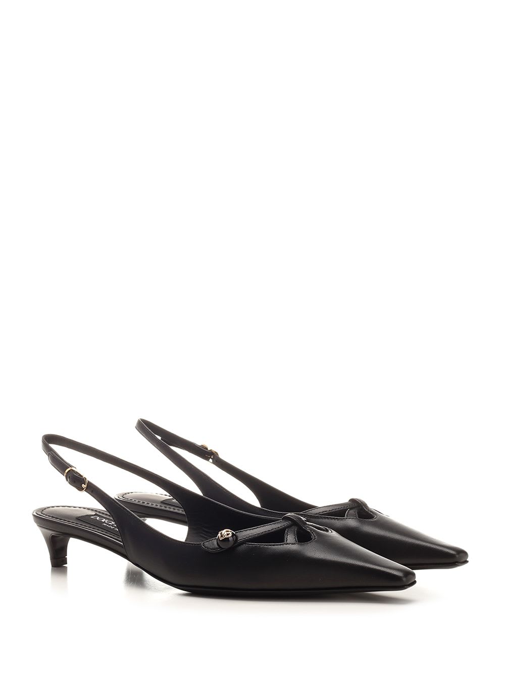 Shop Dolce & Gabbana Black Leather Slingback