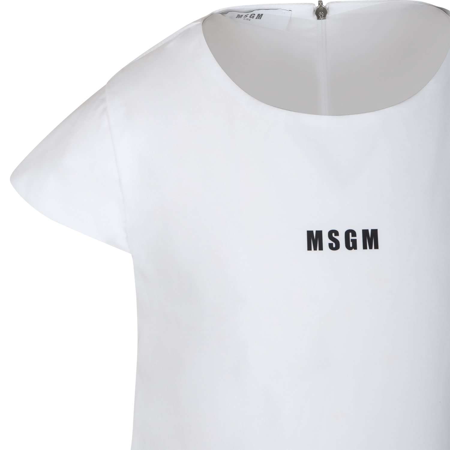 Shop Msgm White Dress For Girl With Logo