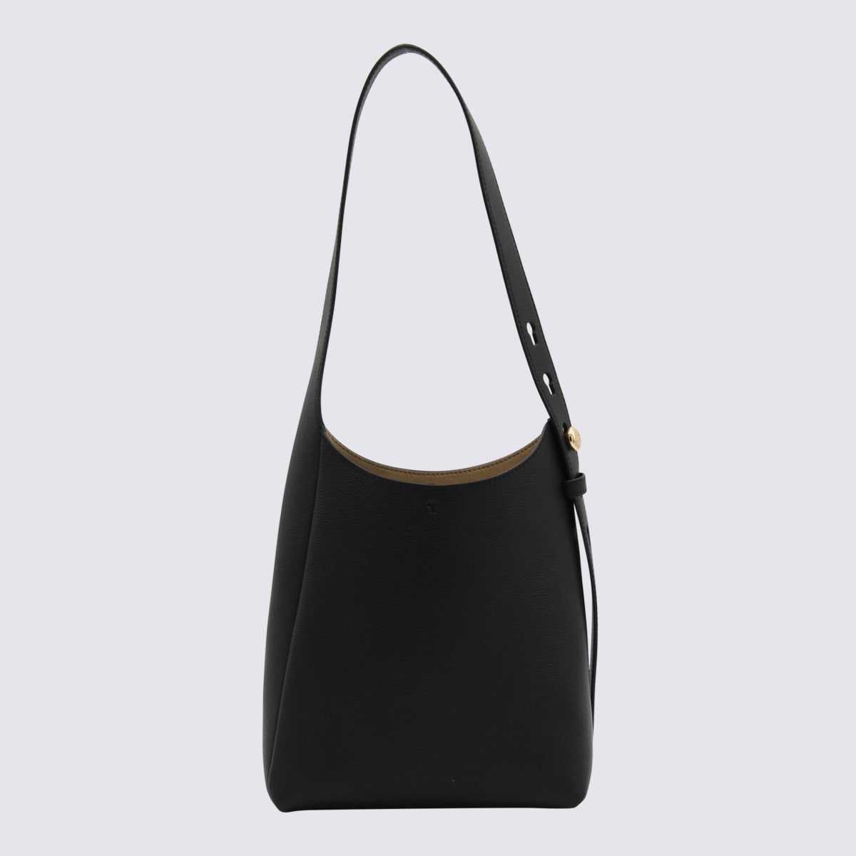 Tory Burch Black Leather Hobo Romy Small Shoulder Bag In Black