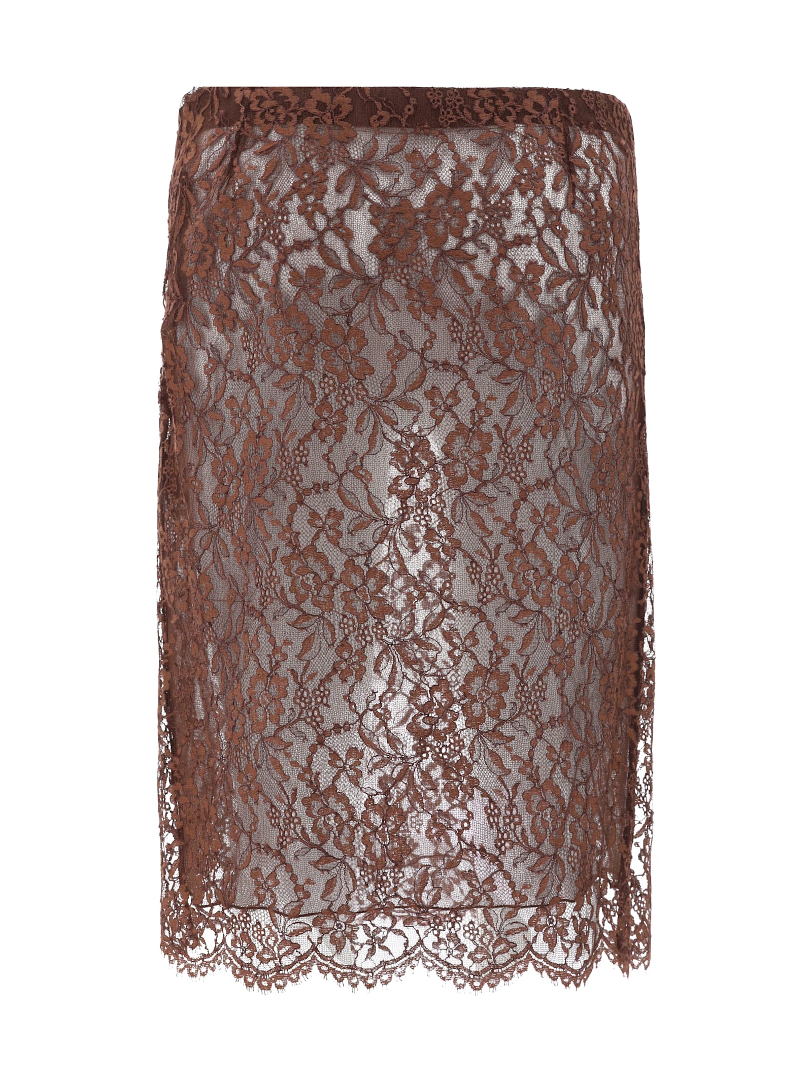 Shop Saint Laurent Midi Skirt In Chocolat