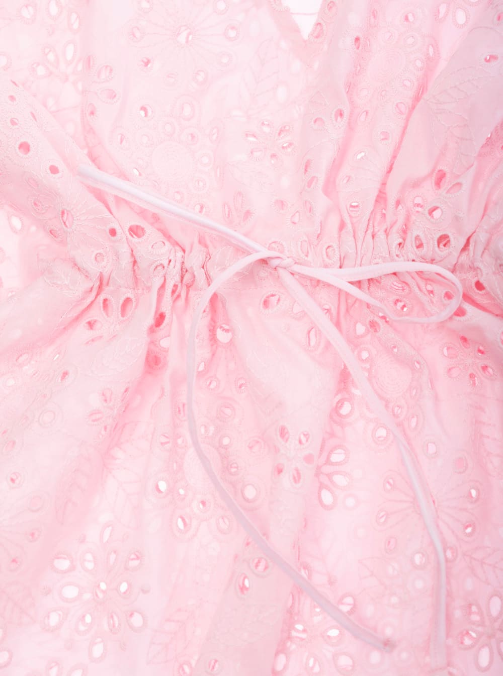 Mc2 Saint Barth Kate Pink Dress With V Neck And All-over Floral Embroidery In Cotton Girl In Pink