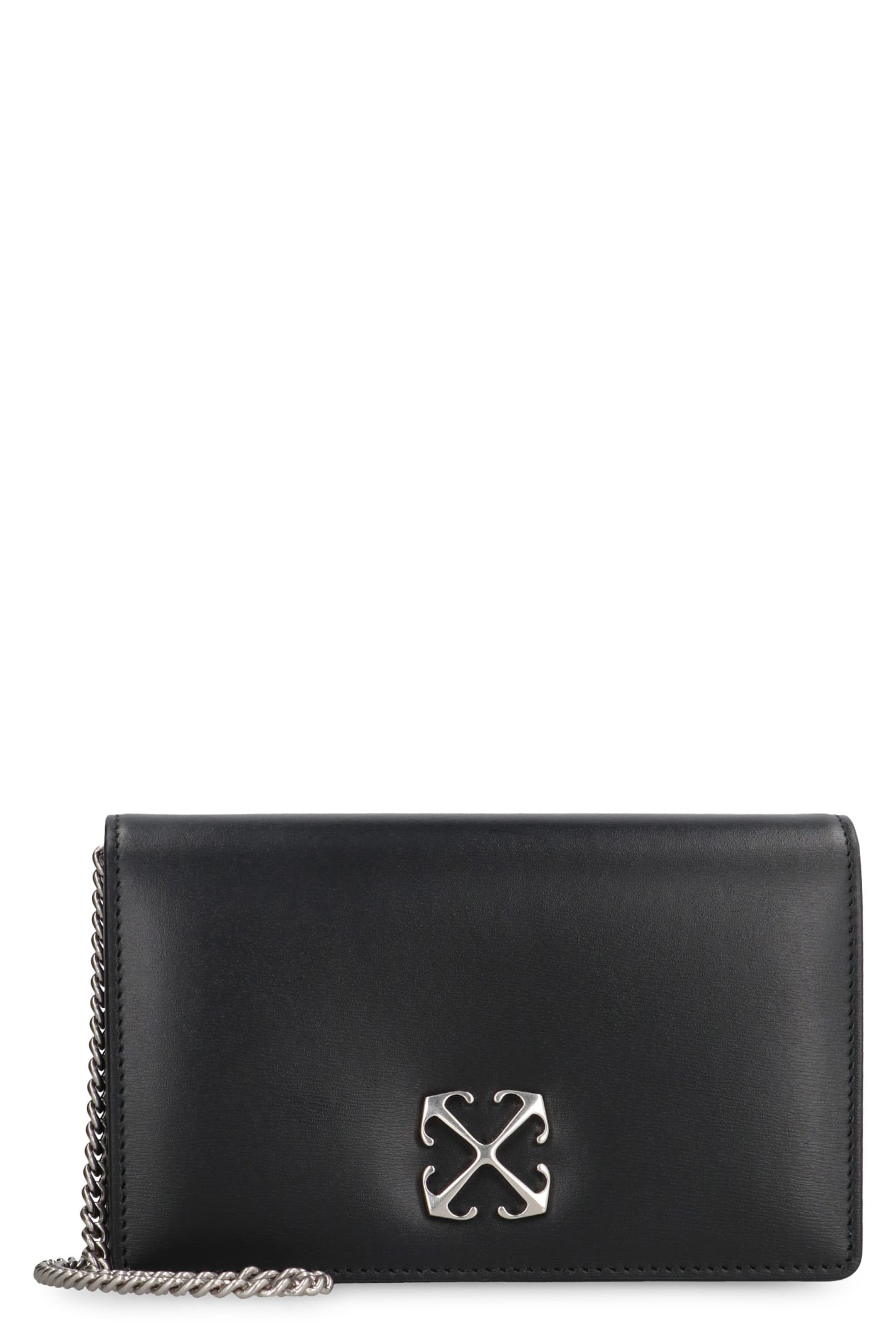 OFF-WHITE JITNEY 0.5 LEATHER WALLET ON CHAIN