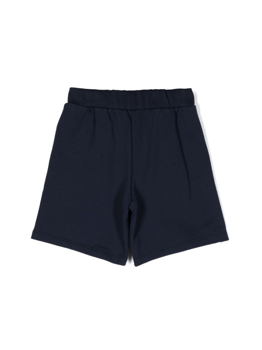 Versace Medusa Head-embroidered Cotton Shorts In Blue
