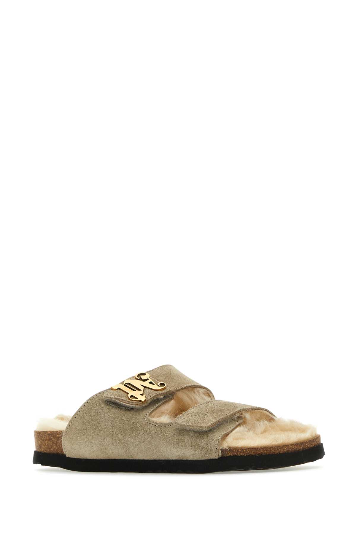 Palm Angels Sand Suede Slippers In Creambeig