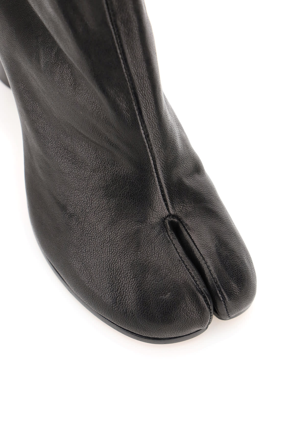 Shop Maison Margiela Tabi Leather Boots In Black