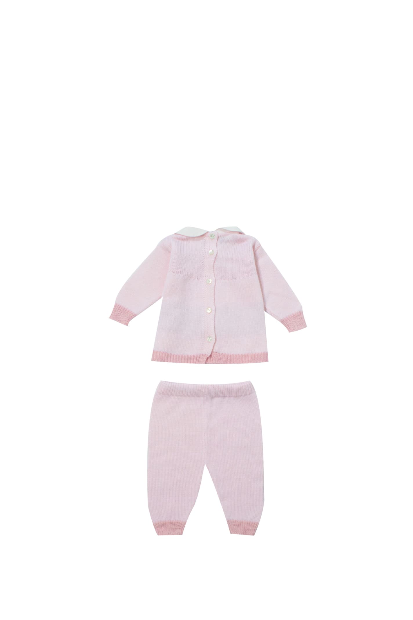 Shop Piccola Giuggiola Wool Knit Sweater And Pants In Rose