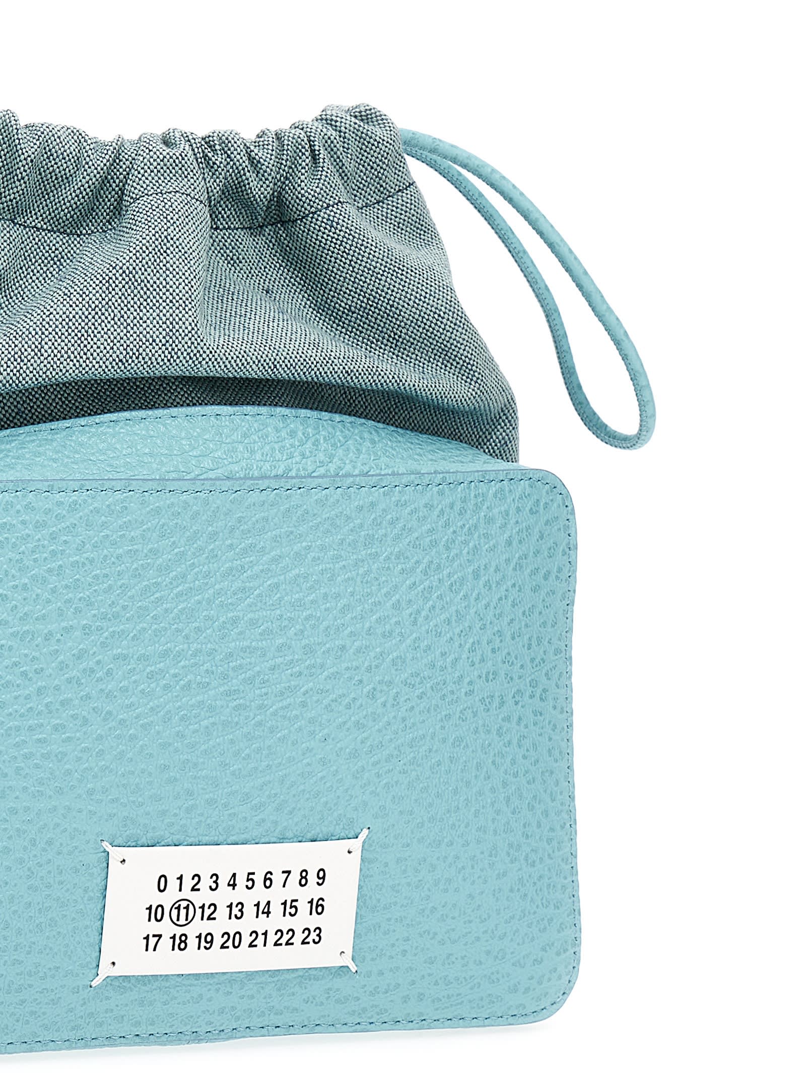 Maison Margiela Borsa A Secchiello 5ac Azzurra In Tessuto E Pelle Donna In Light Blue