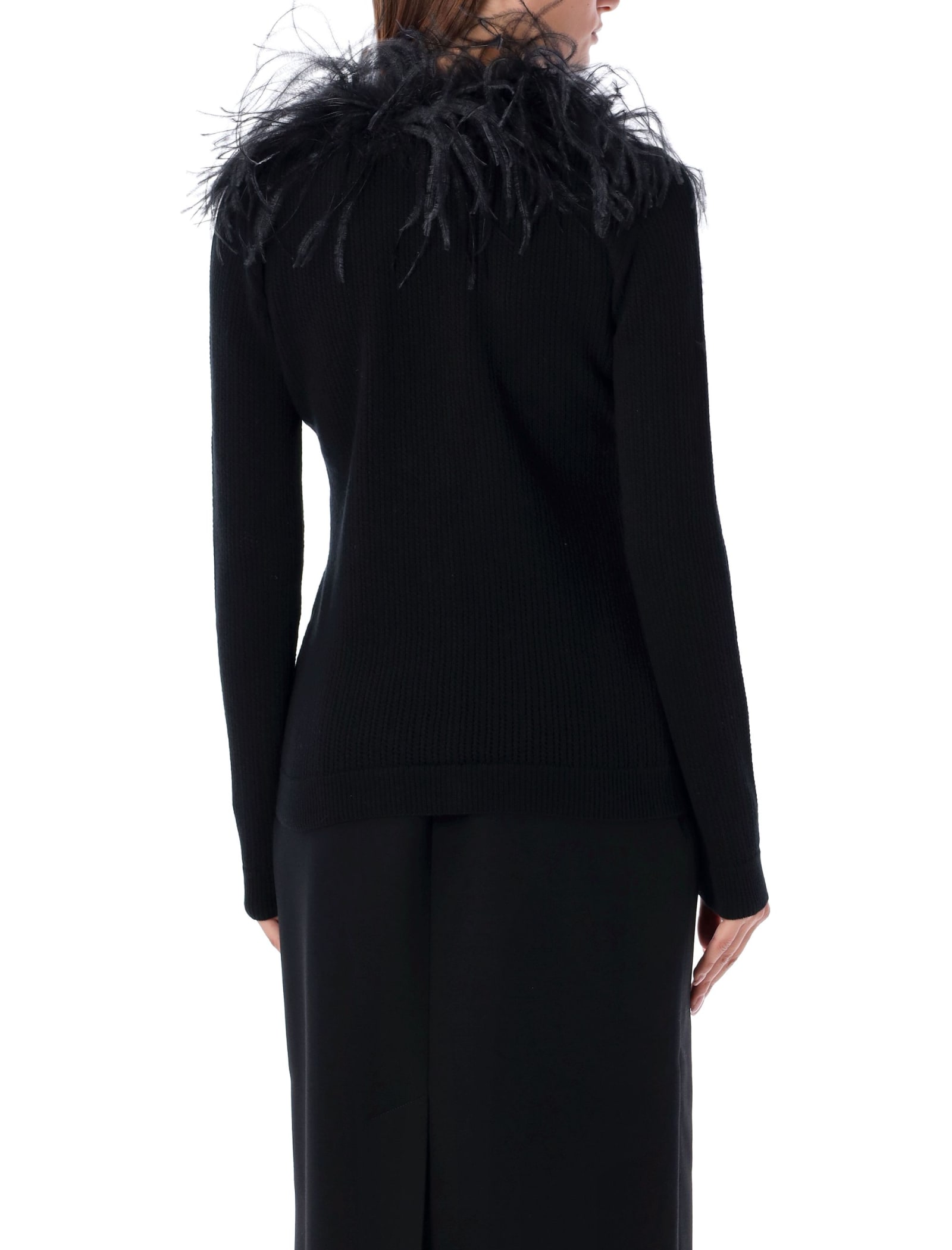 Shop Alessandra Rich Cardigan Feather In Black