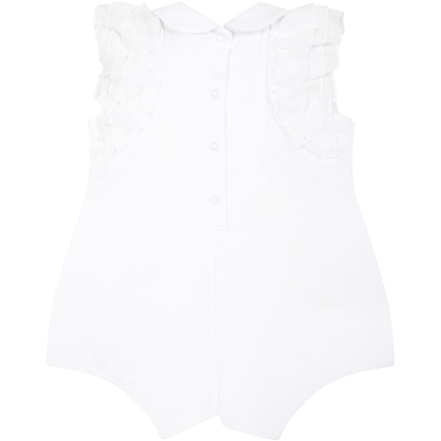 Shop Monnalisa White Romper For Baby Girl With Daisy Print