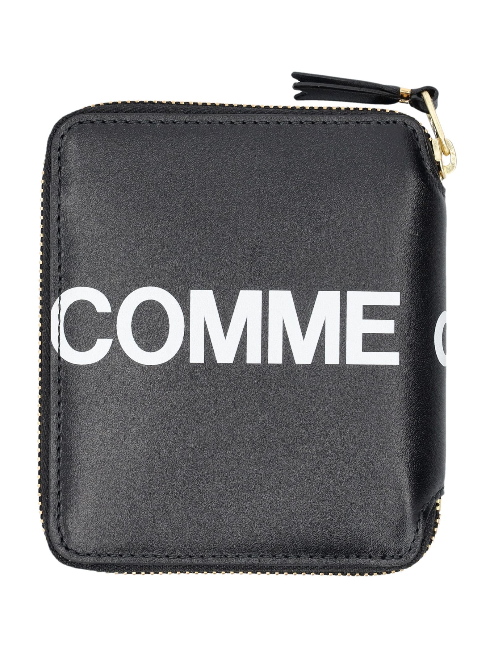 Shop Comme Des Garçons Huge Logo Vertical Zip Around Wallet In Black