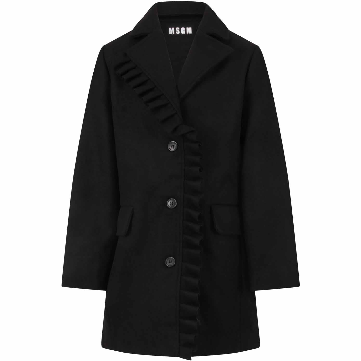 MSGM Black Coat For Girl With Broken Heart