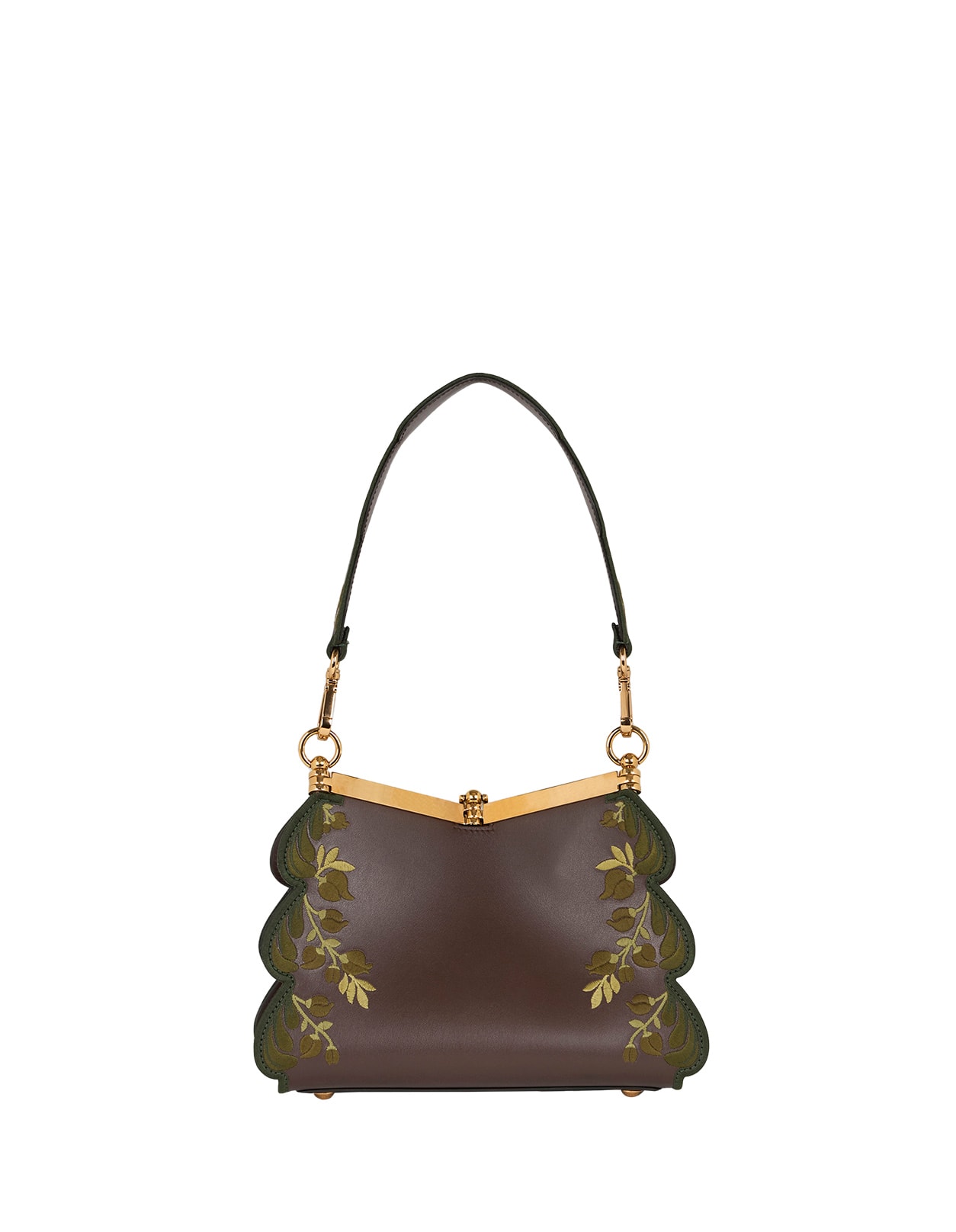 Shop Etro Brown Small Vela Bag With Embroidery