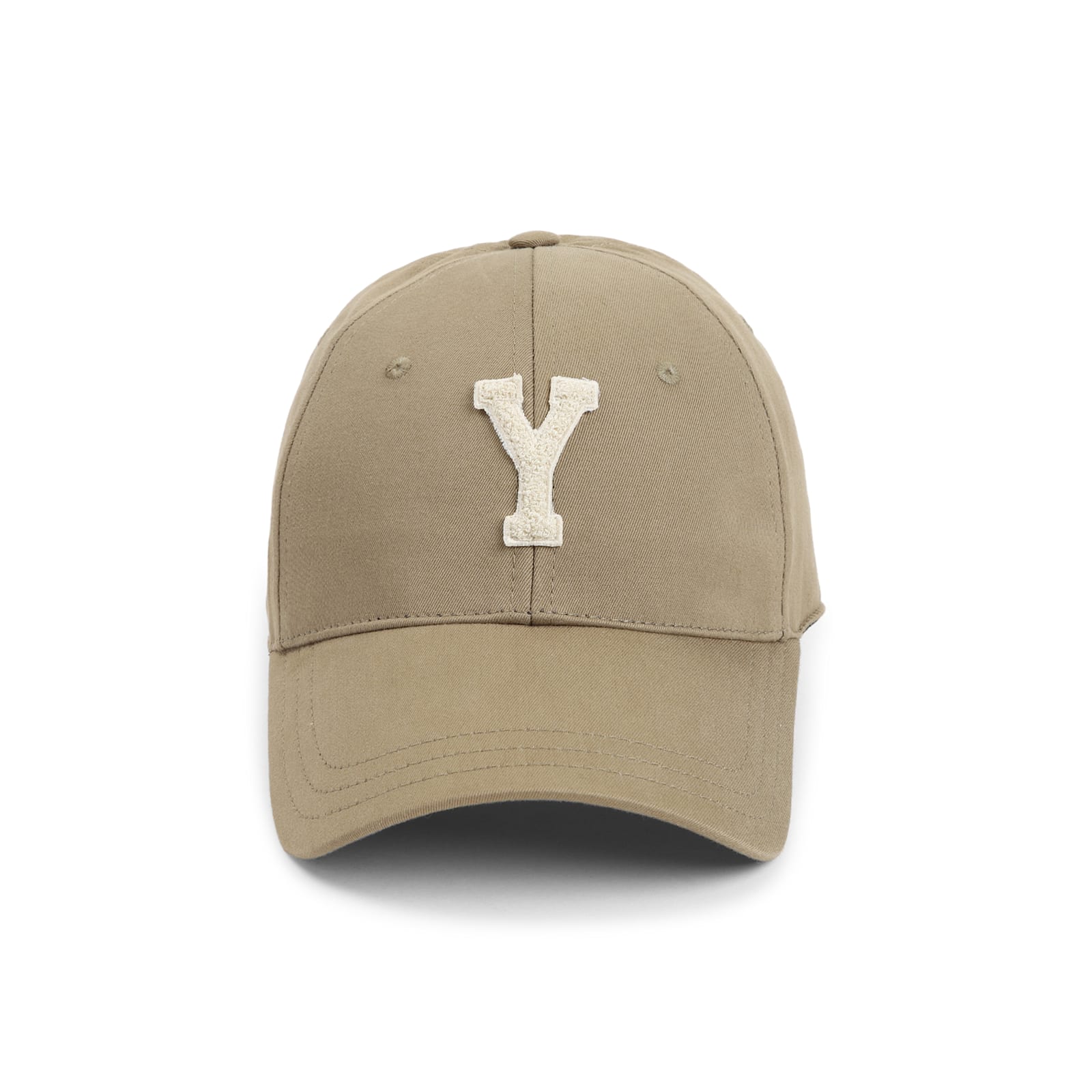 Saint Laurent Classic Baseball Cap With Embroidered Letter Y In Kaki Avorio