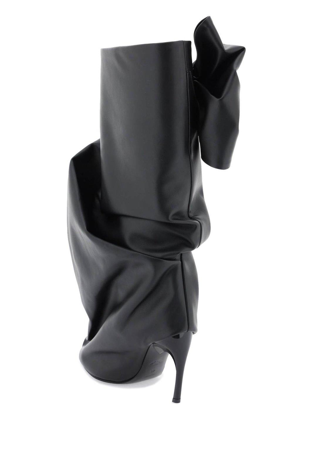 Shop Alexander Mcqueen Armadillo Bow-detailed High Stiletto Heel Boots In Black