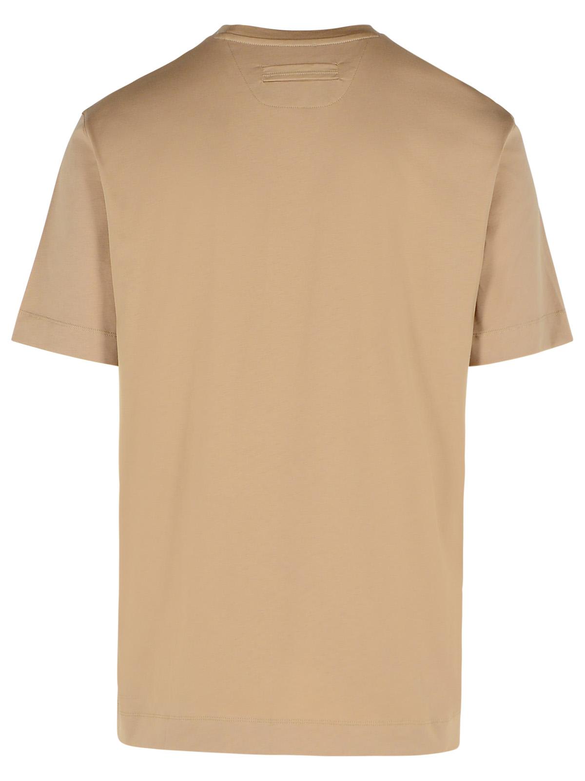 Shop Zegna Pure Beige Cotton T-shirt