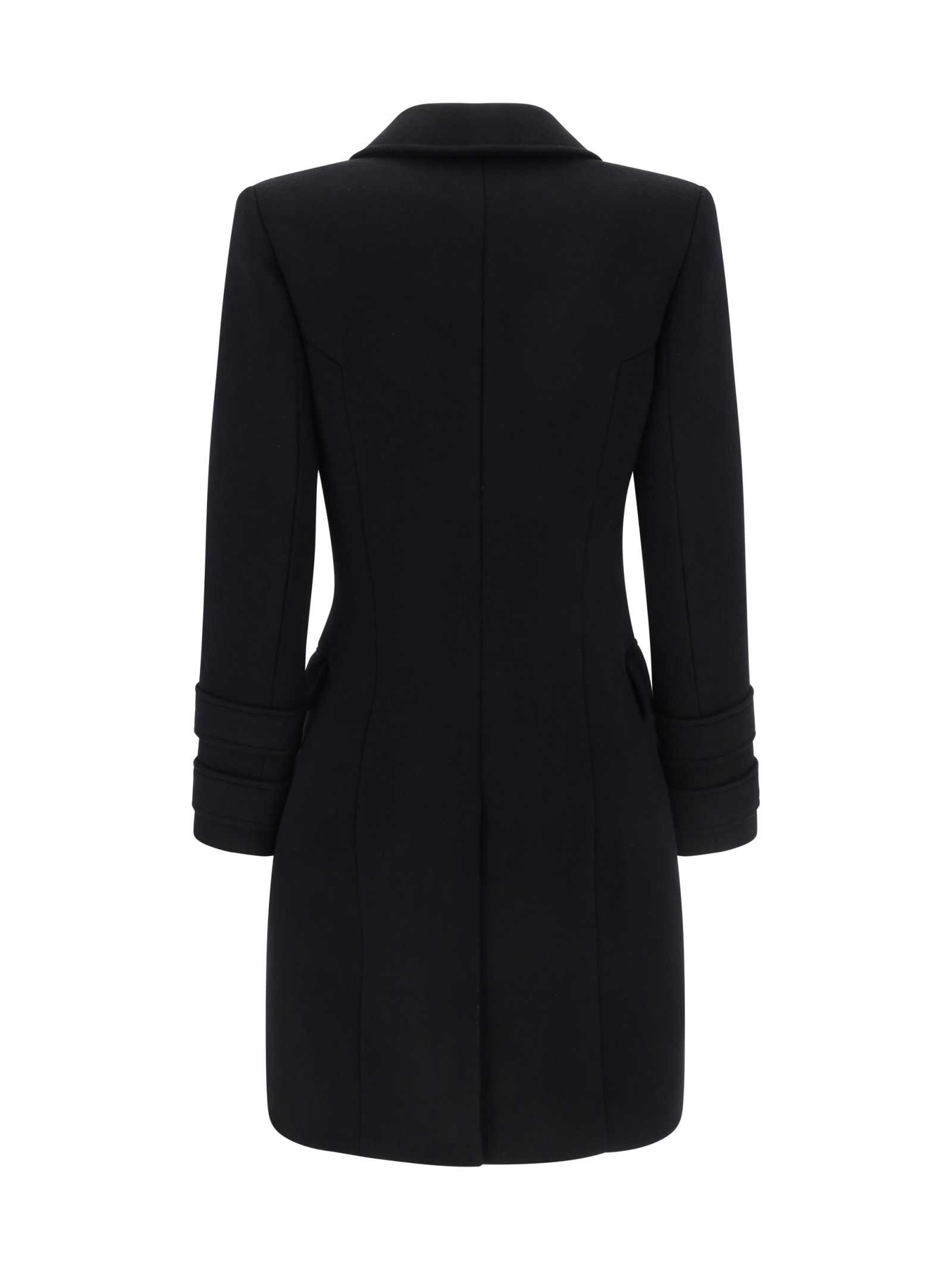 Shop Balmain Coat In Noir