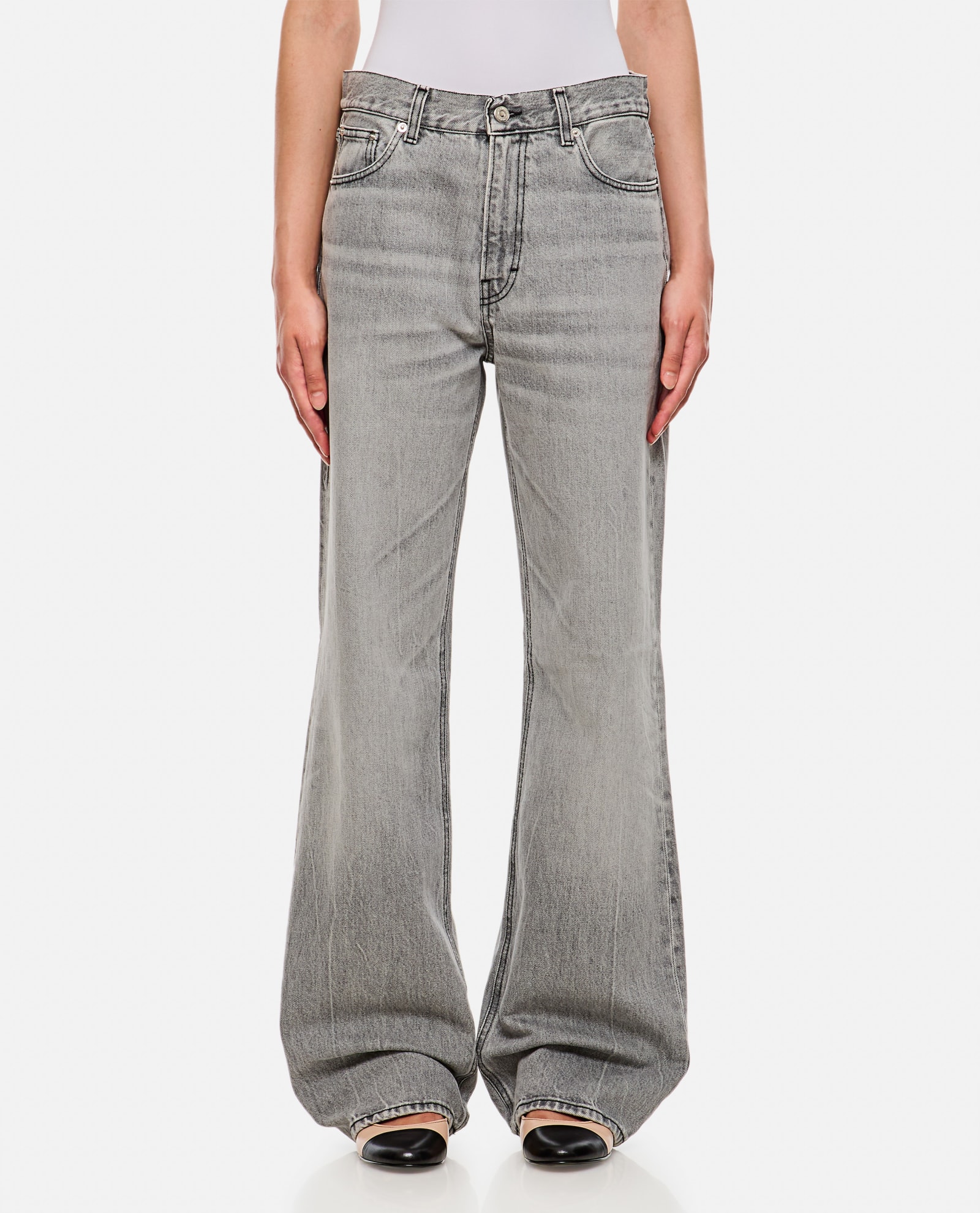 Shop Haikure Korea Fog Grey Denim Pants