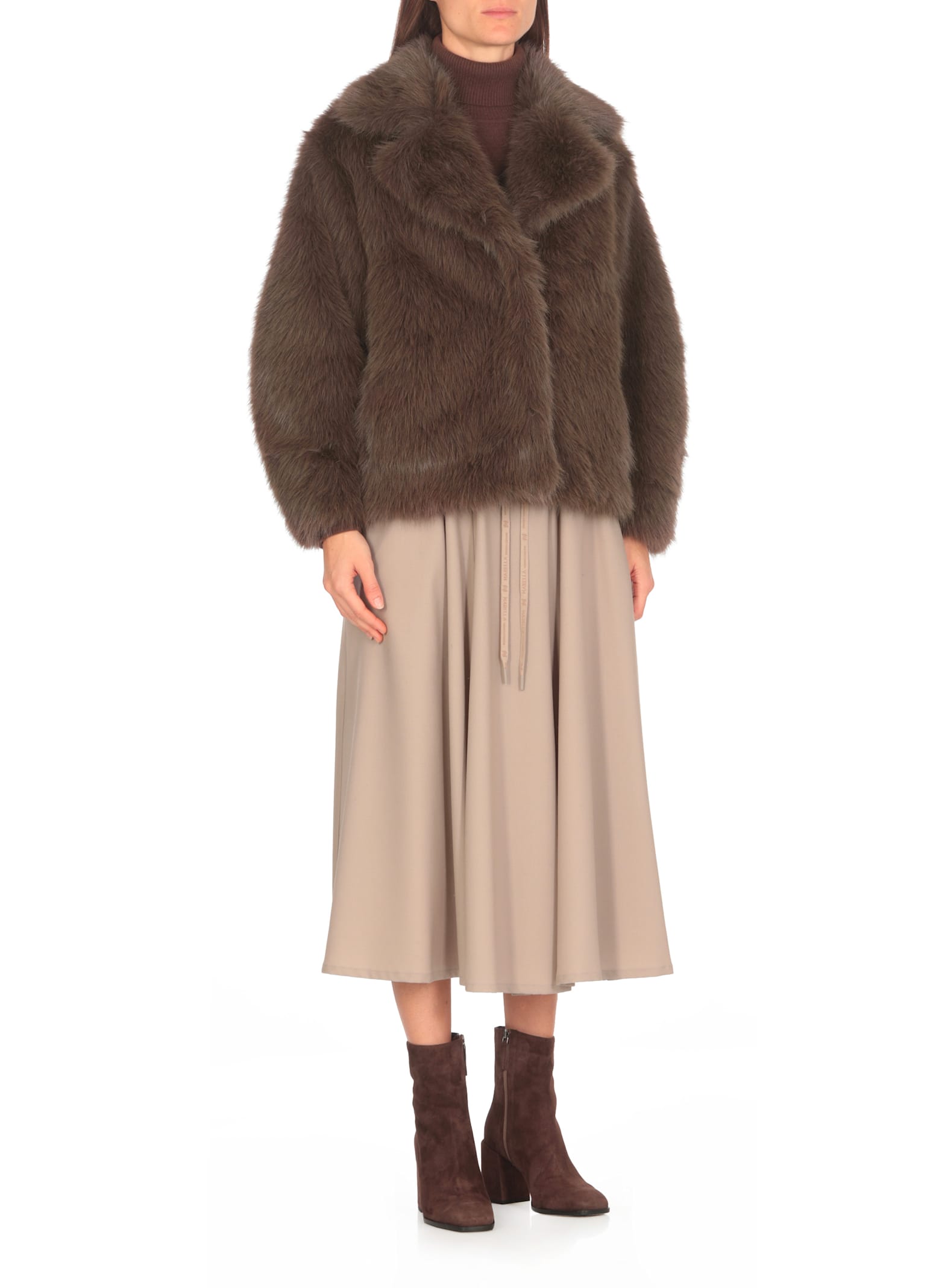 Shop Betta Corradi Synth Fur Coat In Brown