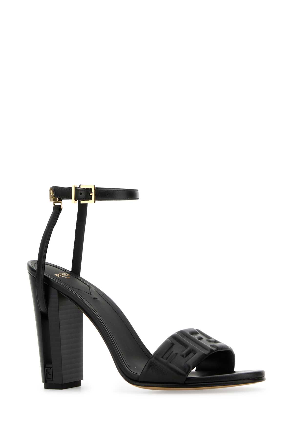 Shop Fendi Black Leather Delfina Sandals In Neronero