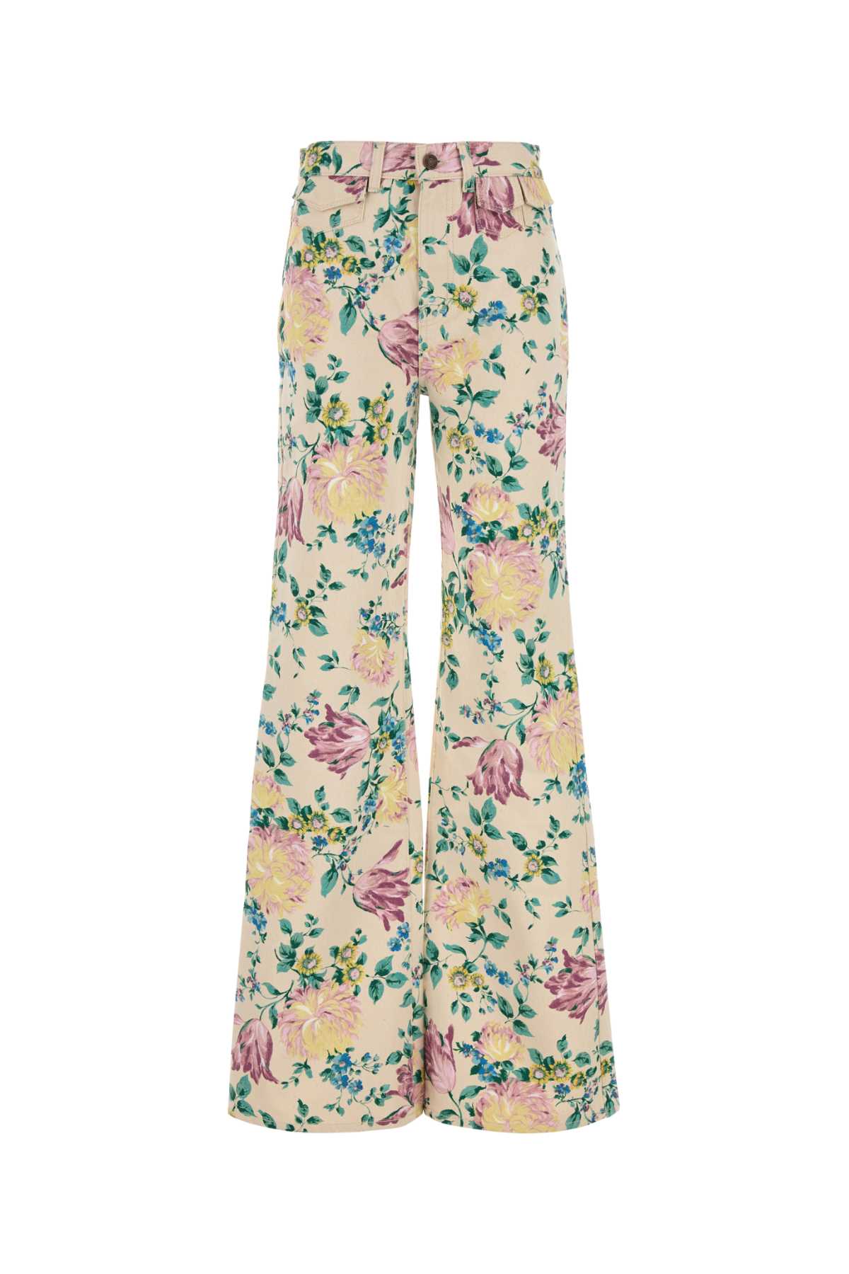 Chloé Chloe Printed Denim Wide-leg Jeans In Multi
