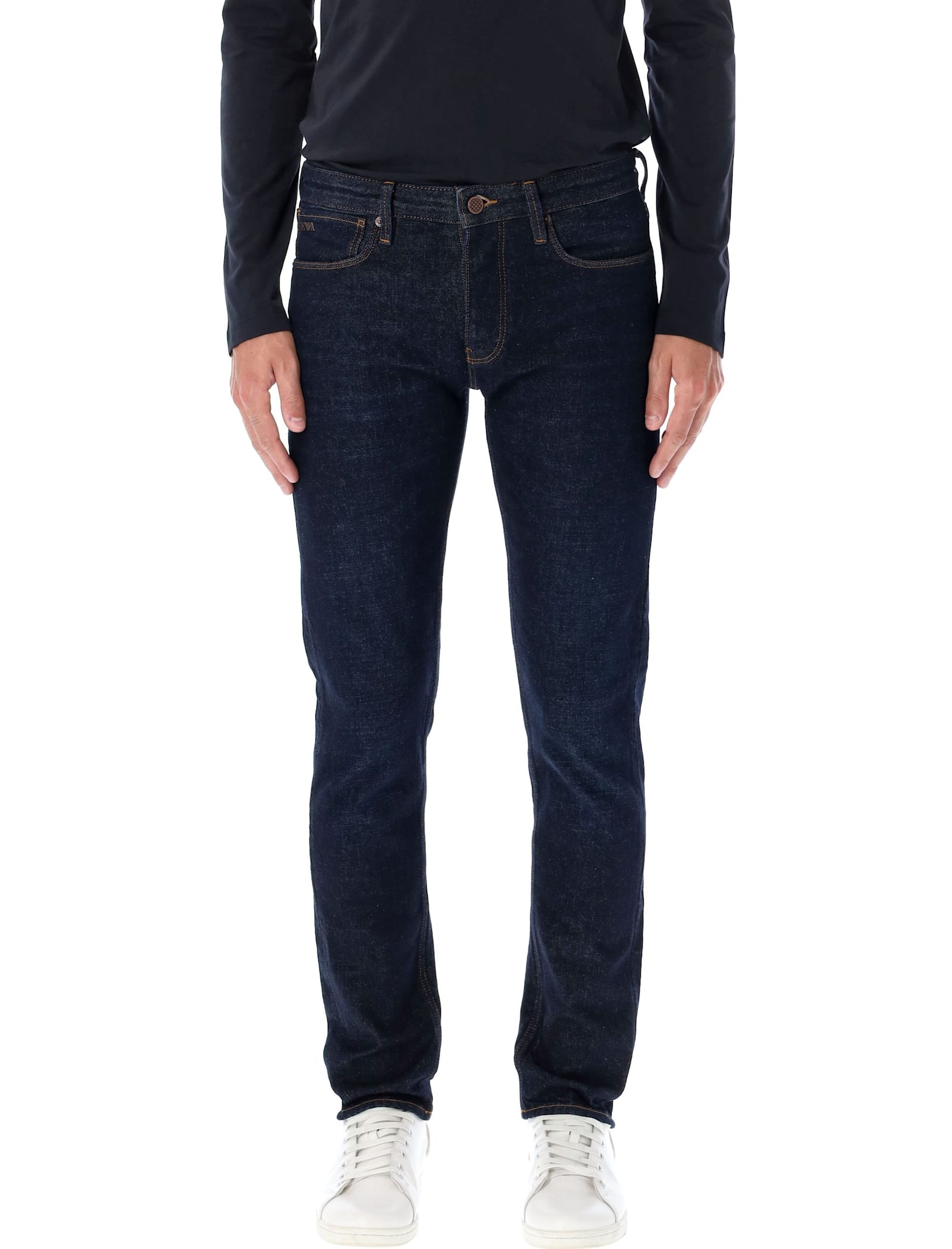 Shop Emporio Armani 5 Pockets Pants In Denim Blu